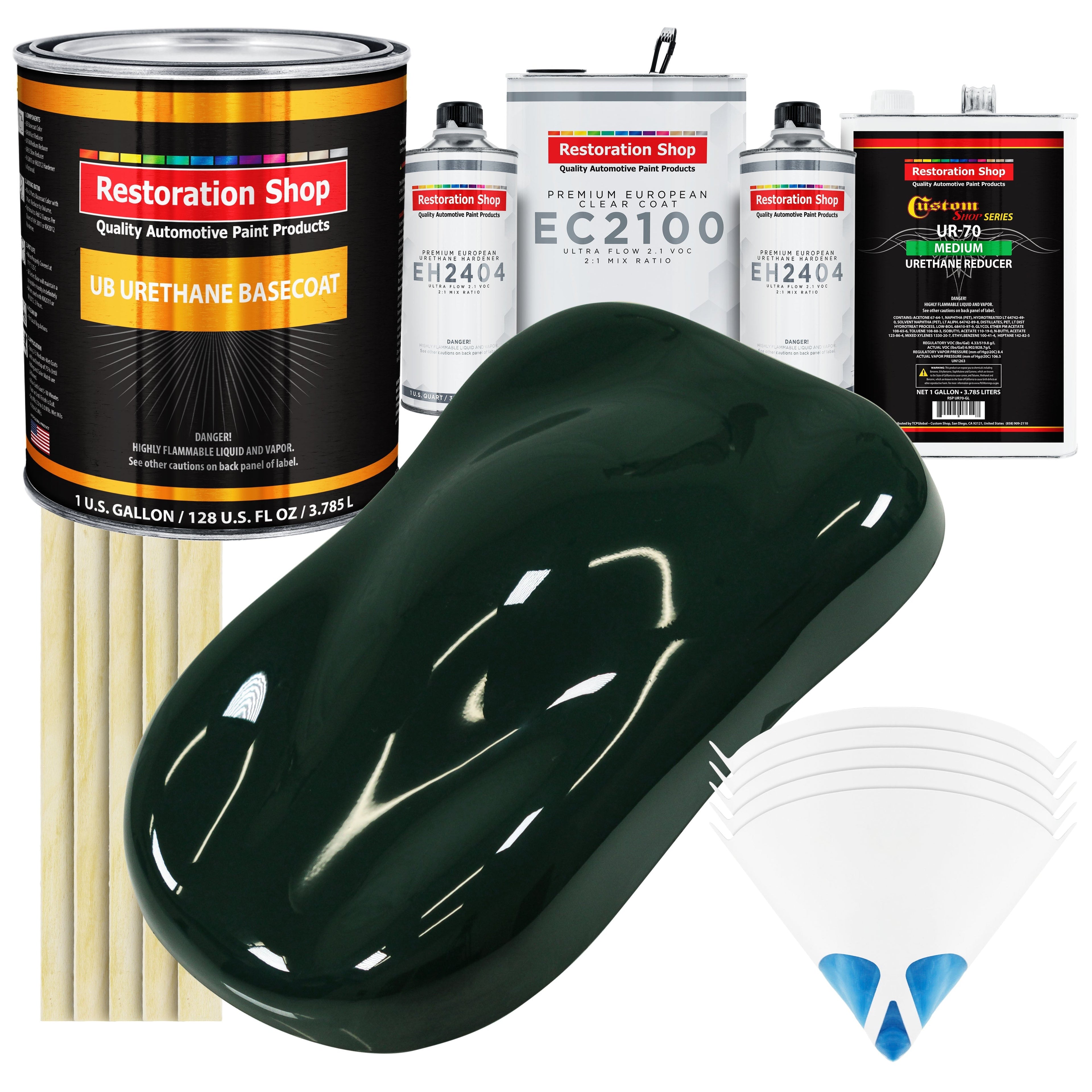 British Racing Green Urethane Basecoat with European Clearcoat Auto Paint - Complete Gallon Paint Color Kit - Automotive Refinish Coating