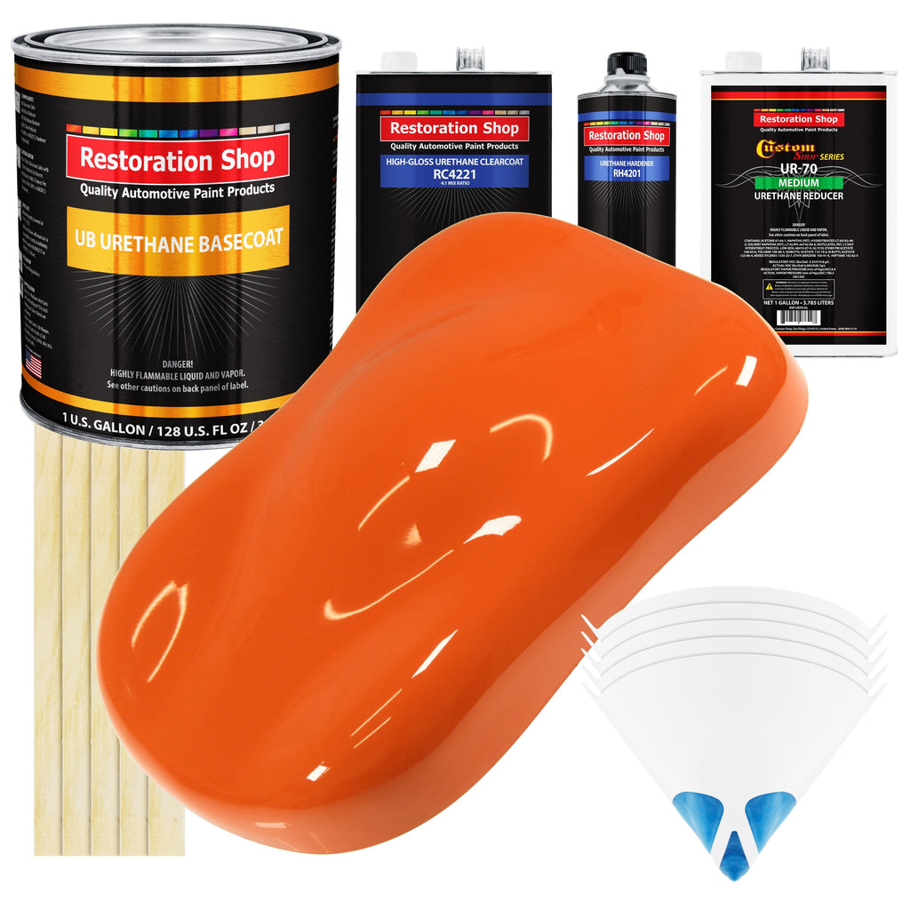 Sunset Orange - Urethane Basecoat with Clearcoat Auto Paint (Complete Medium Gallon Paint Kit) Professional High Gloss Automotive Car Truck Coating
