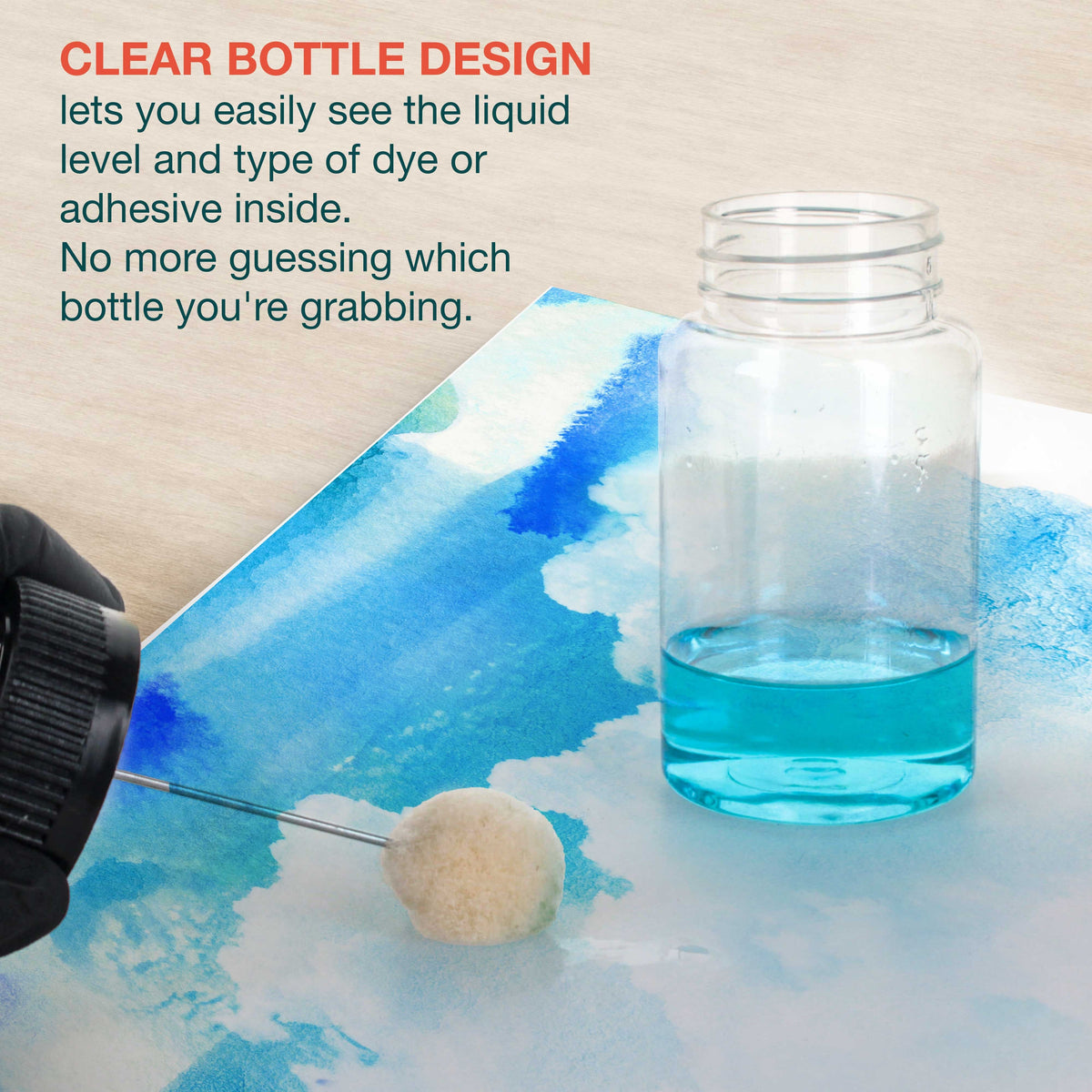 72-Pack Wool Daubers with Clear Plastic Bottles, 4 oz. (120 ml) - Safety Lids, Applicator Ball Brushes for Leather Dye, Dyeing, Painting, Gluing, DIY