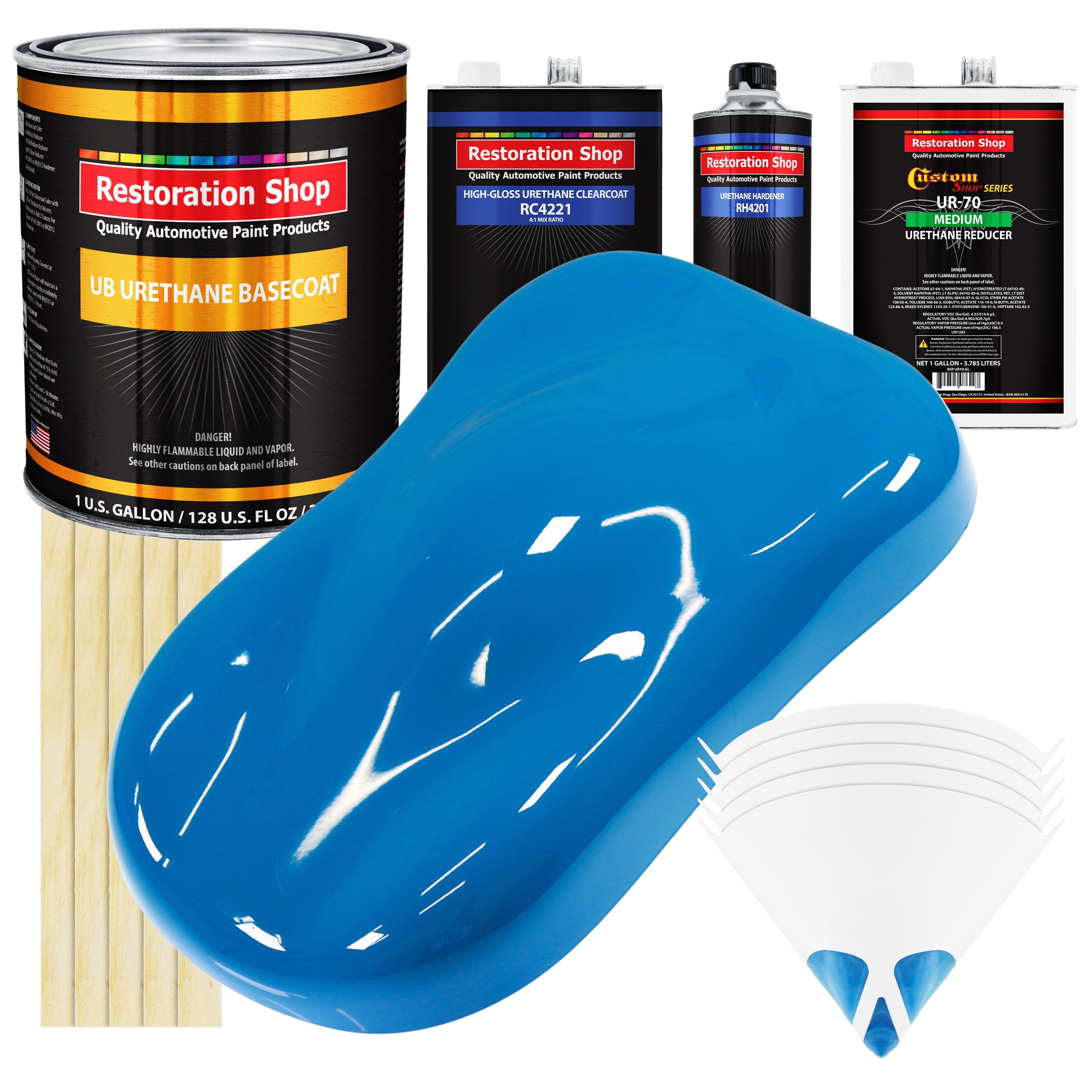 Speed Blue - Urethane Basecoat with Clearcoat Auto Paint - Complete Medium Gallon Paint Kit - Professional High Gloss Automotive, Car, Truck Coating