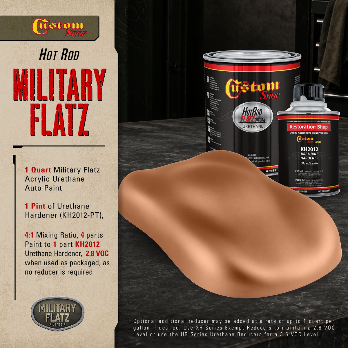 Military Flatz 595-30215 Light Brown - 2K Urethane Flat Automotive Paint - Quart Kit