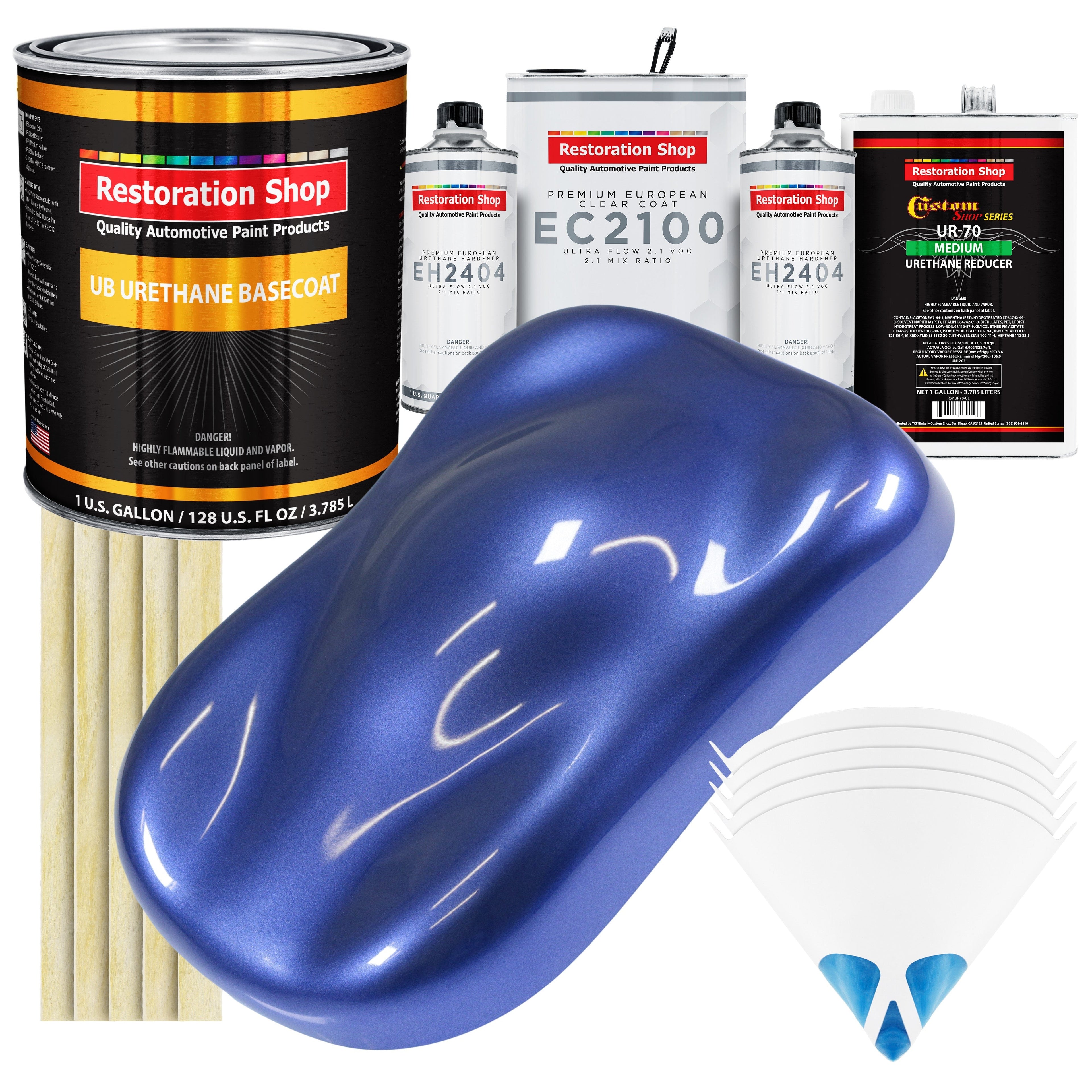 Indigo Blue Metallic Urethane Basecoat with European Clearcoat Auto Paint - Complete Gallon Paint Color Kit - Automotive Refinish Coating