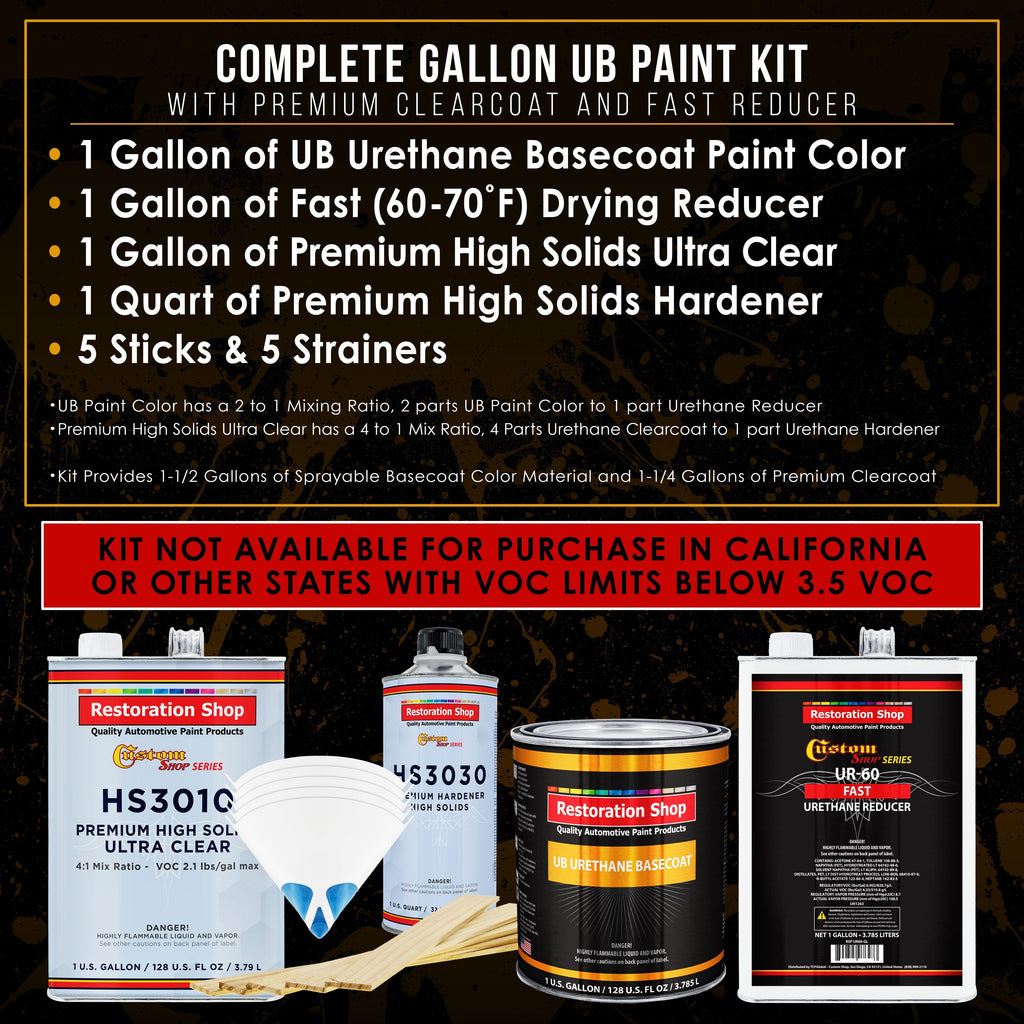 Antique Gold Metallic - Urethane Basecoat with Premium Clearcoat Auto Paint - Complete Fast Gallon Paint Kit - Professional Gloss Automotive Coating