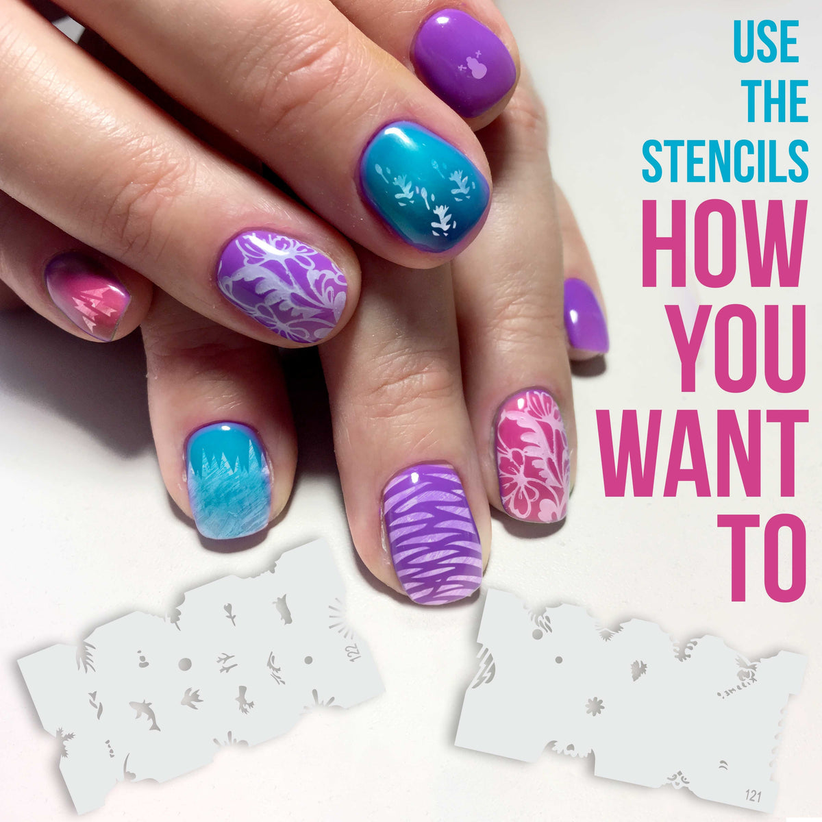 Airbrush Nail Stencils - Nail Art Stencils Set #7: 320 Unique Designs from 20 Individual Templates