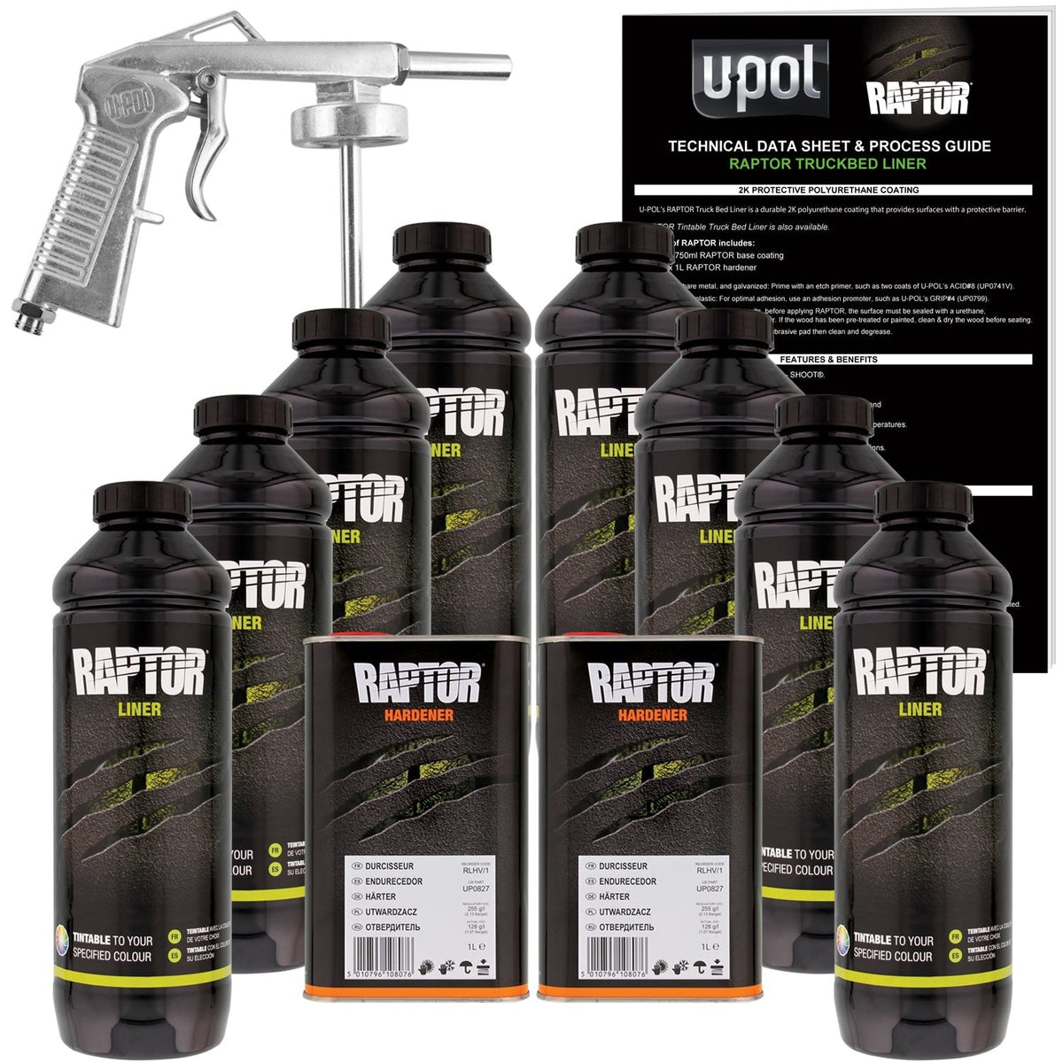 Tintable - U-POL Urethane Spray-On Truck Bed Liner Kit with included Spray Gun, 8 Quarts