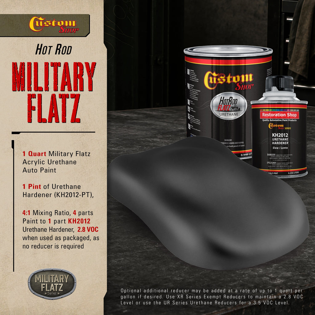 Military Flatz 595-37031 Camo Smoke Black - 2K Urethane Flat Automotive Paint - Quart Kit