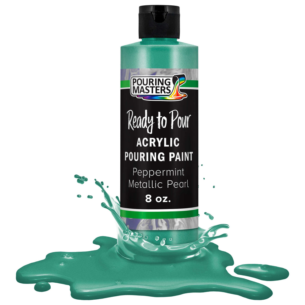 Pouring Masters Peppermint Metallic Pearl Ready to Pour Acrylic Pouring Paint - Premium 8-Ounce Pre-Mixed Fluid Acrylic Paint - Fluid Art Supplies for Canvas, Wood, Paper, Tile & Rocks