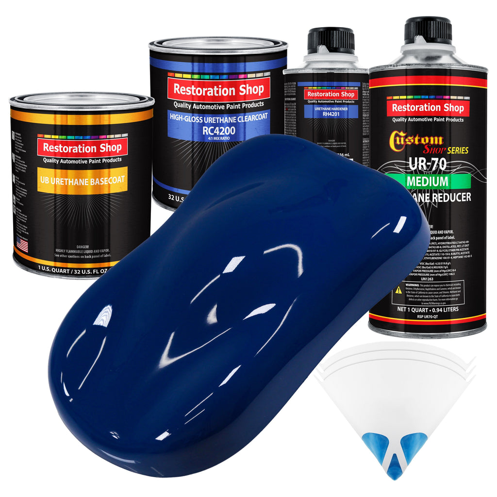 Marine Blue - Urethane Basecoat with Clearcoat Auto Paint - Complete Medium Quart Paint Kit - Professional High Gloss Automotive, Car, Truck Coating