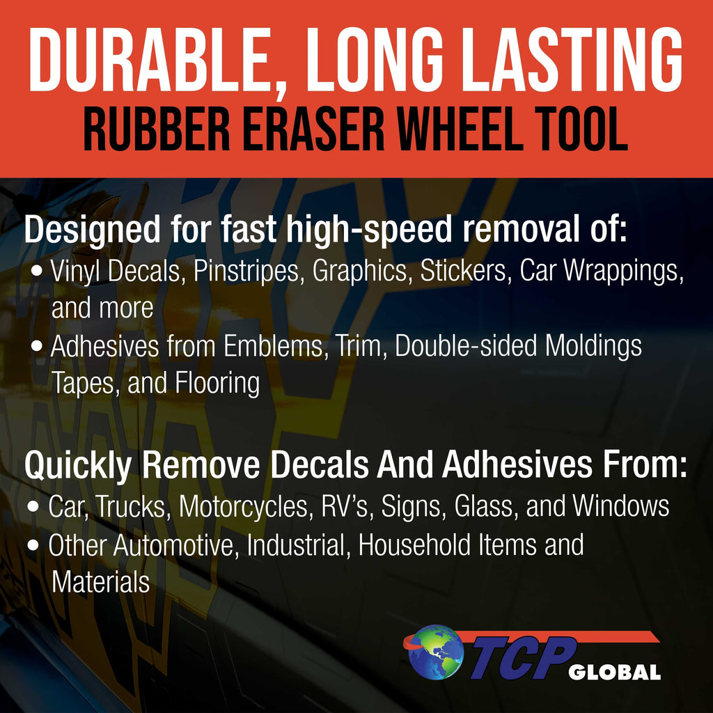 Rubber Eraser Wheel with Drill Adapter (Pack of 12) Decal Remover Wheel - Sticker Remover Tool - Pinstripe Removal - Emblem Removal Tool - Removes
