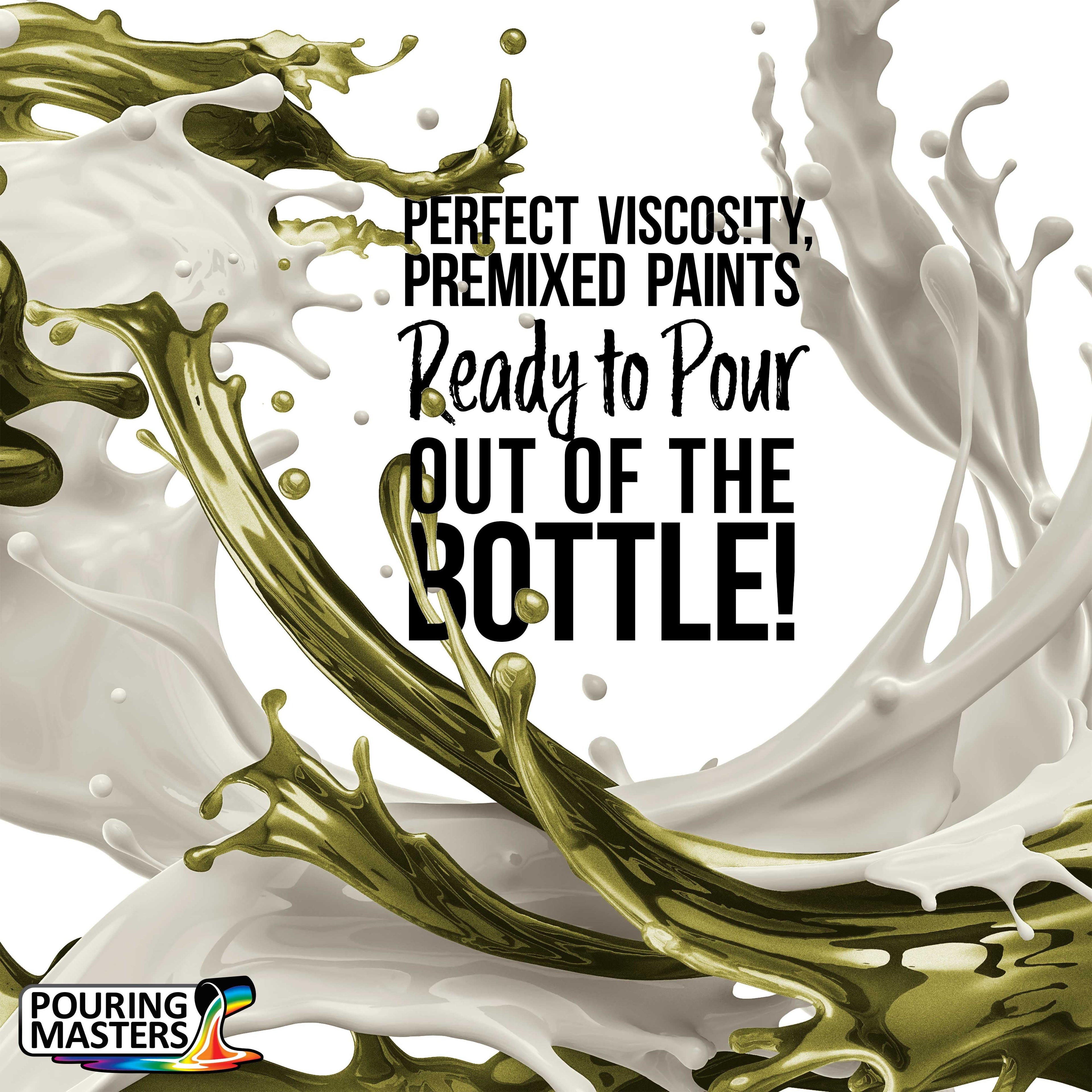 Pouring Masters Olive Green Metallic Pearl Ready to Pour Acrylic Pouring Paint - Premium 64-Ounce Pre-Mixed Fluid Acrylic Paint - Fluid Art Supplies for Canvas, Wood, Paper, Tile & Rocks