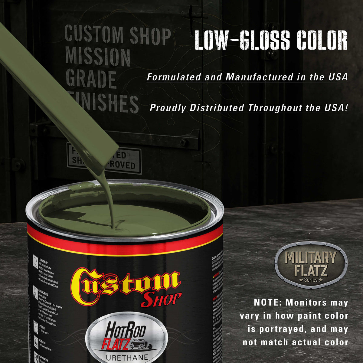 Military Flatz 595-34128 Woodland Green - 2K Urethane Flat Automotive Paint - Quart