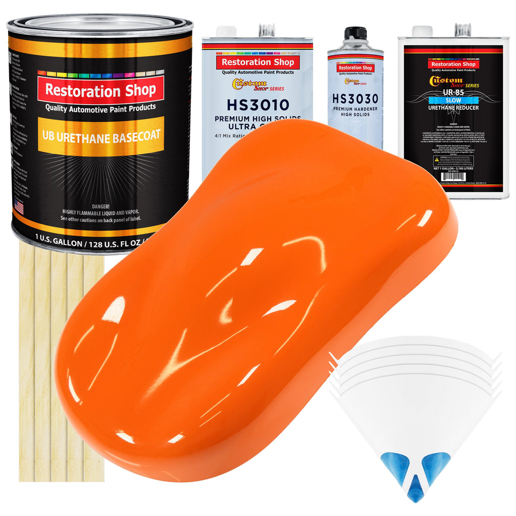 Omaha Orange - Urethane Basecoat with Premium Clearcoat Auto Paint - Complete Slow Gallon Paint Kit - Professional High Gloss Automotive Coating
