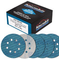 Premium 180 Grit 5" Rhombus Diamond Shape Blue Sanding Discs, 8-Hole, Box of 50 - Hook & Loop Anti-Clogging J-Cloth Dustless Sandpaper for Random Orbital Sanders