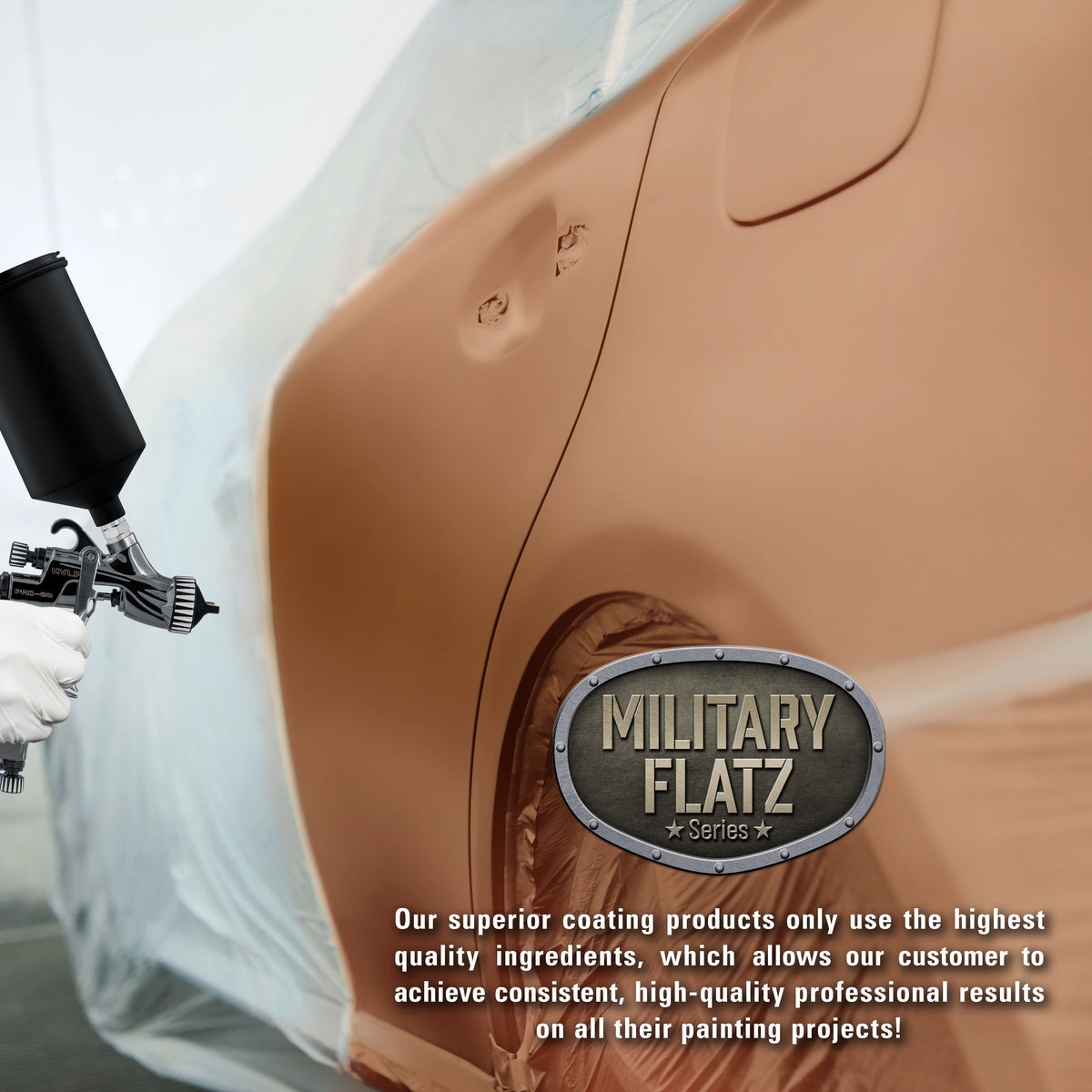 Military Flatz 595-30215 Light Brown - 2K Urethane Flat Automotive Paint - Quart Kit