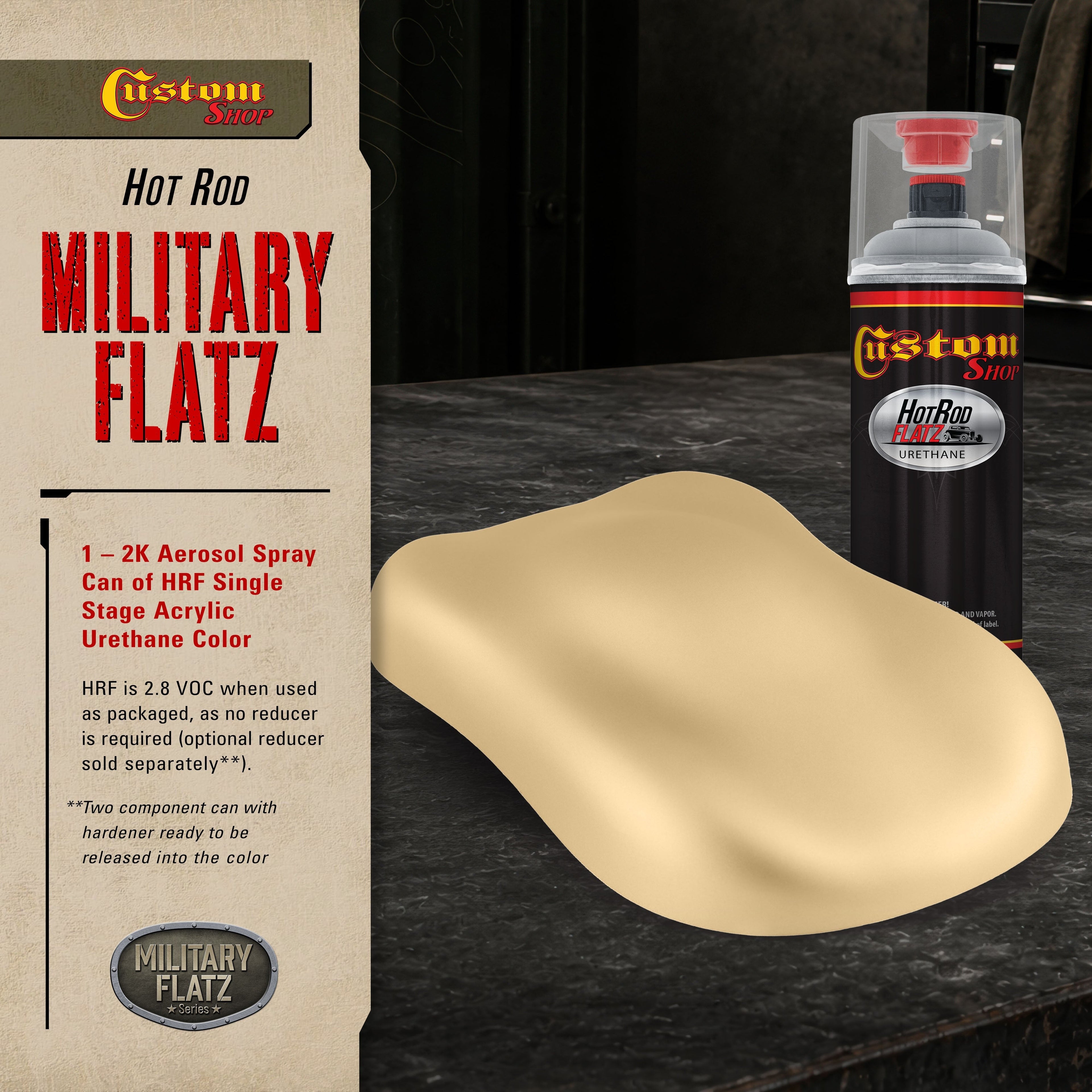 Military Flatz 595-33446 Desert Tan - 2K Urethane Flat Automotive Paint - 2K Aerosol