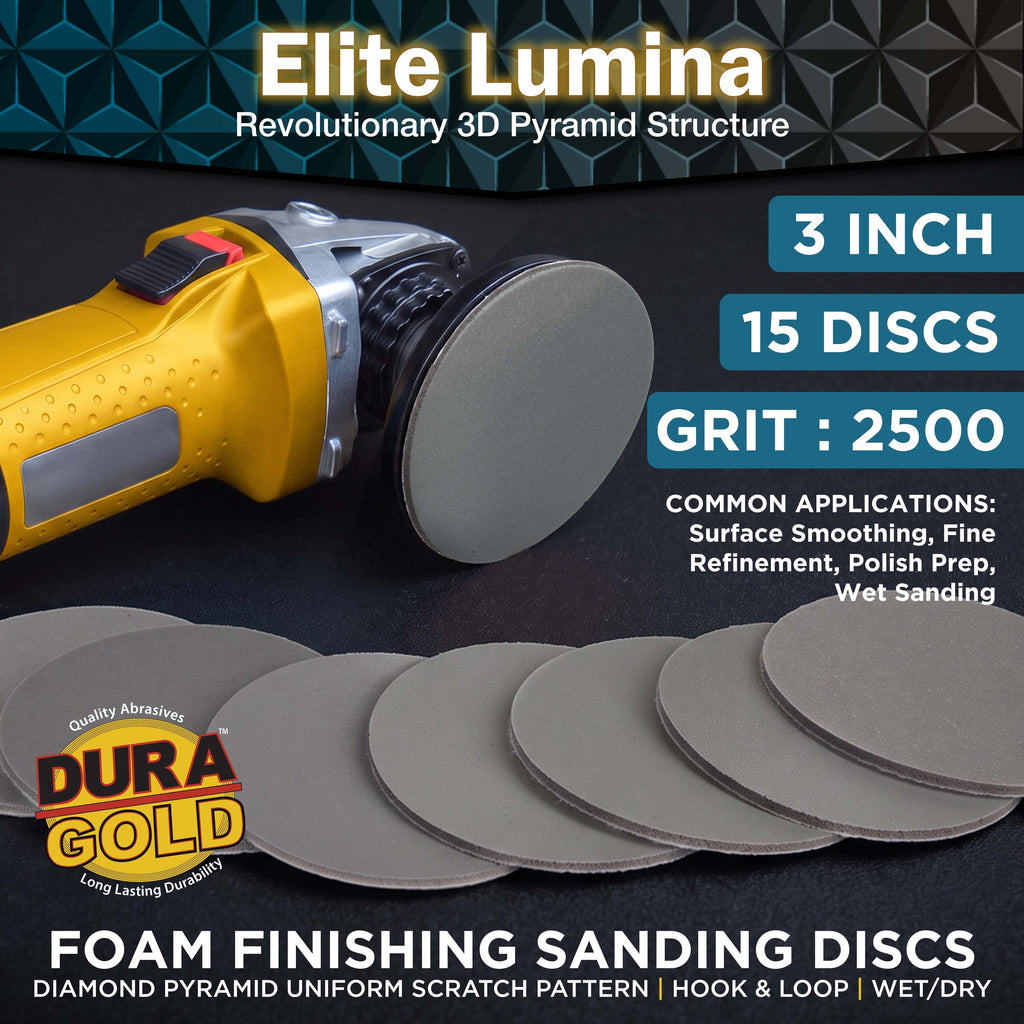 Elite Lumina 3” 2500 Grit Foam Finishing Sanding Discs, Box of 15