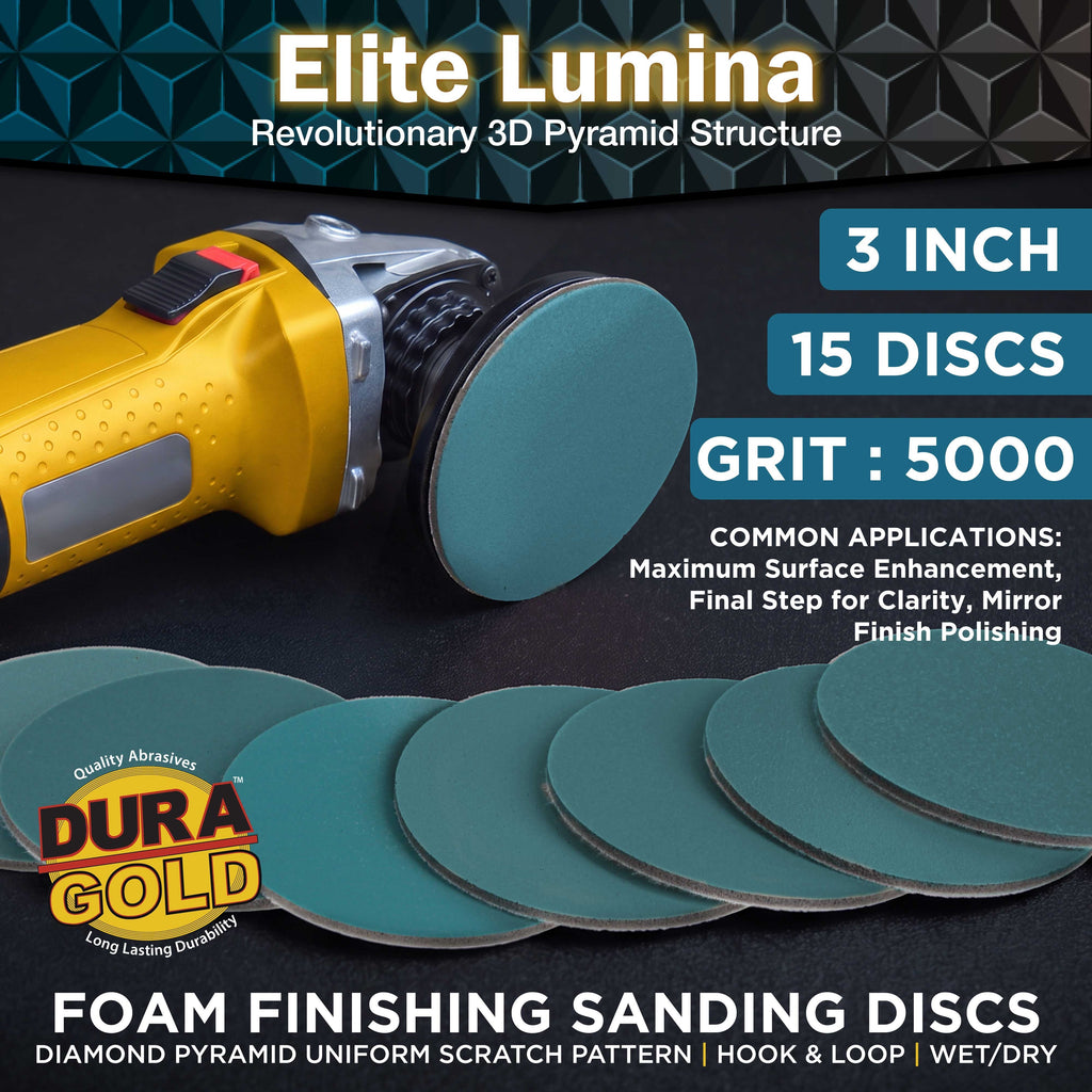 Elite Lumina 3” 5000 Grit Foam Finishing Sanding Discs, Box of 15