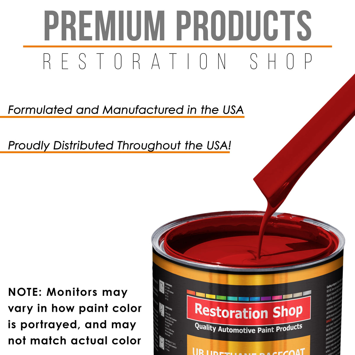 Quarter Mile Red - Urethane Basecoat Auto Paint - Quart Paint Color Only - Professional High Gloss Automotive, Car, Truck Coating