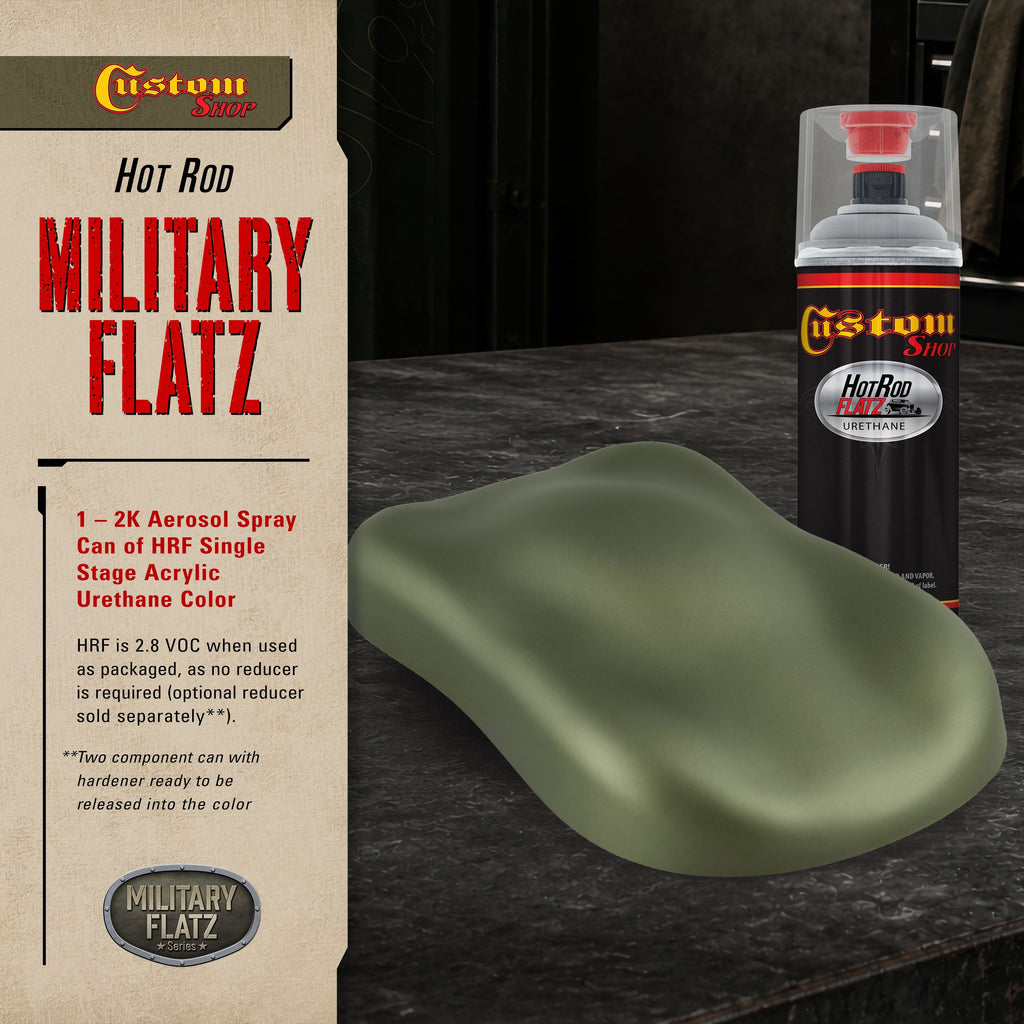 Military Flatz 595-34094 Olive Drab - 2K Urethane Flat Automotive Paint - 2K Aerosol