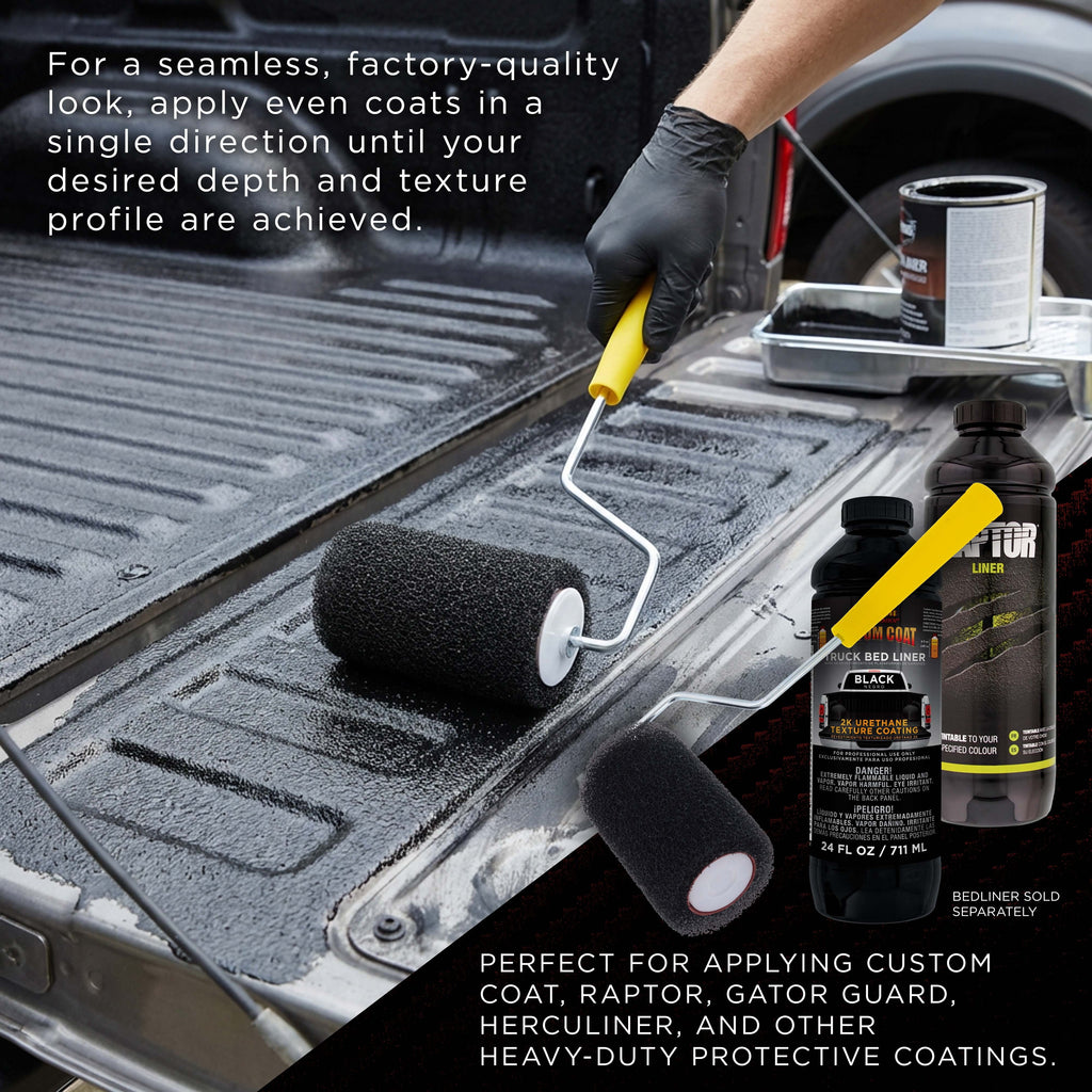 8-Pack Texture Roller Kit: 4" Loop Roller Covers (8pc) & Frames (2pc) - Roll-On Custom Coat Truck Bed Liner Application, Create Textured Effect Paint & Non-Skid Protective Coatings