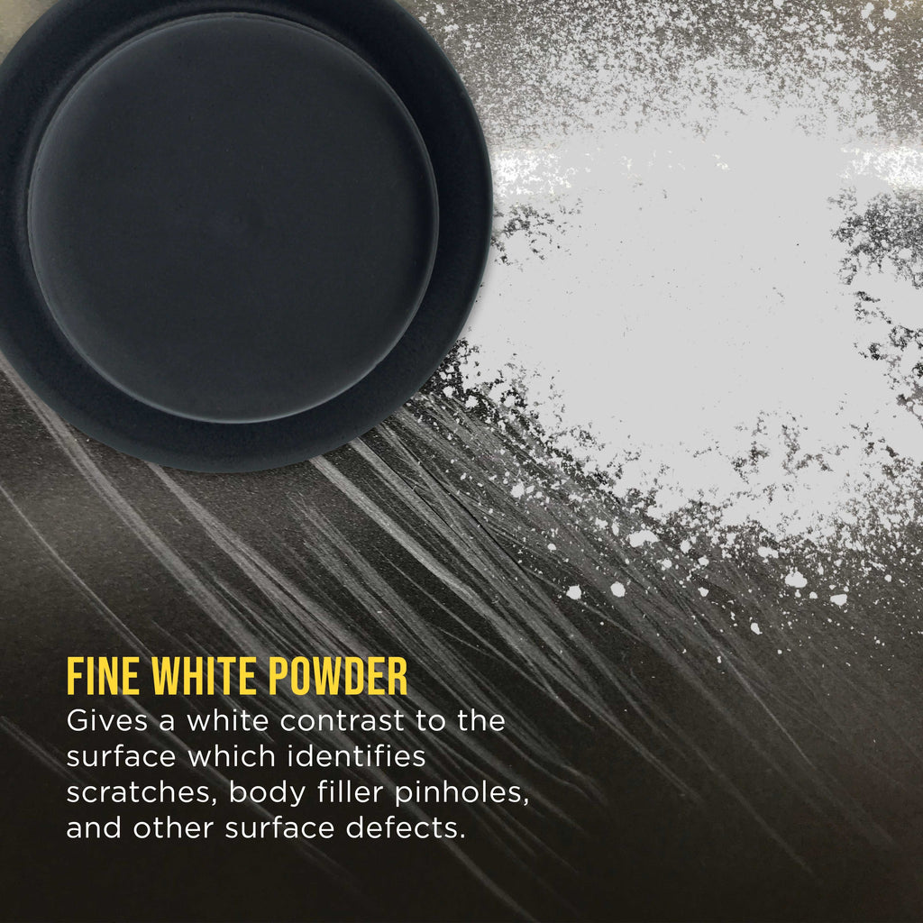 Premium White Dry Guide Coat Kit, 7 Ounces (200 Grams) - Powder that Instantly Highlights Auto Bodyshop Repair Surface Imperfections, Defects
