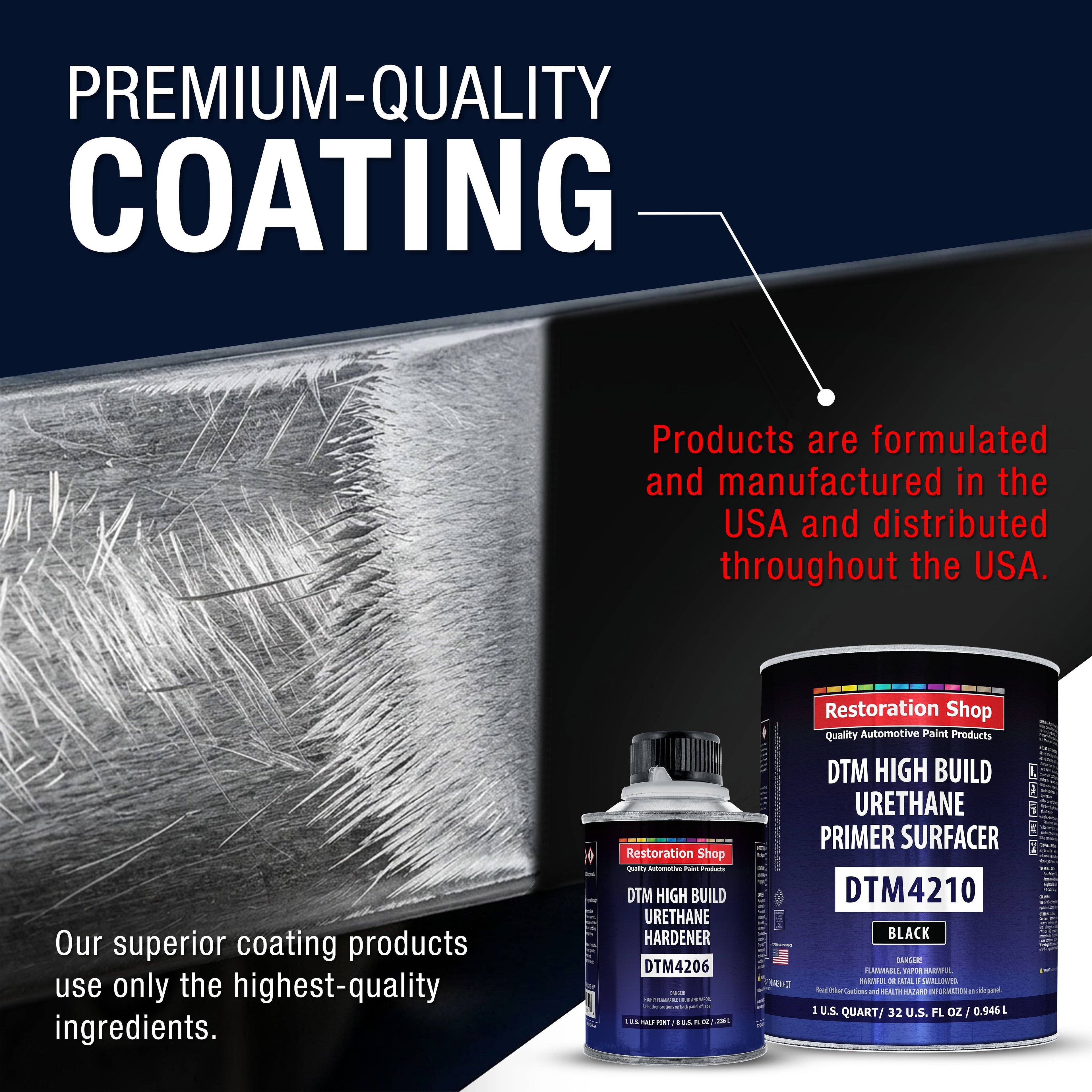 1.25 Quart 2K High Build Primer Automotive Paint Kit - 1 Qt. Black Urethane Primer Surfacer, 1/2 Pint Hardener, 4:1 Mix Ratio