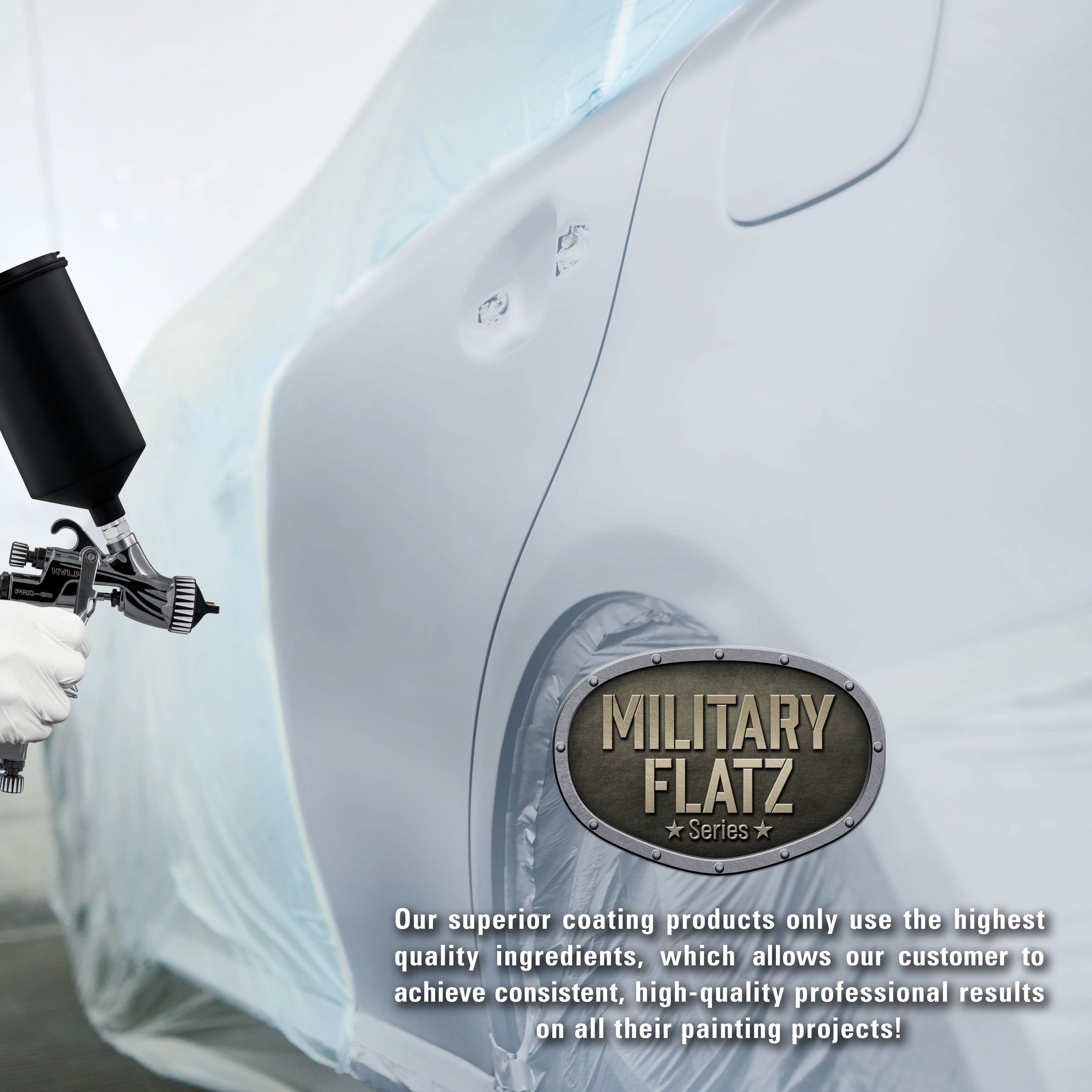 Military Flatz 595-36375 Light Gray - 2K Urethane Flat Automotive Paint - Quart