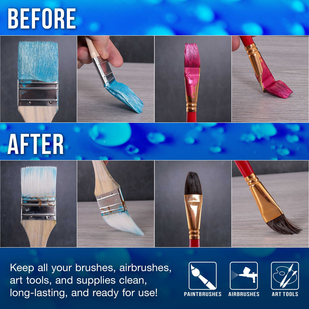 Brush Cleaner and Restorer, 4 oz - Cleans Paint Brushes, Airbrushes, Art Tools, Remove Dried On Acrylic Oil, Water-Based Paint Colors