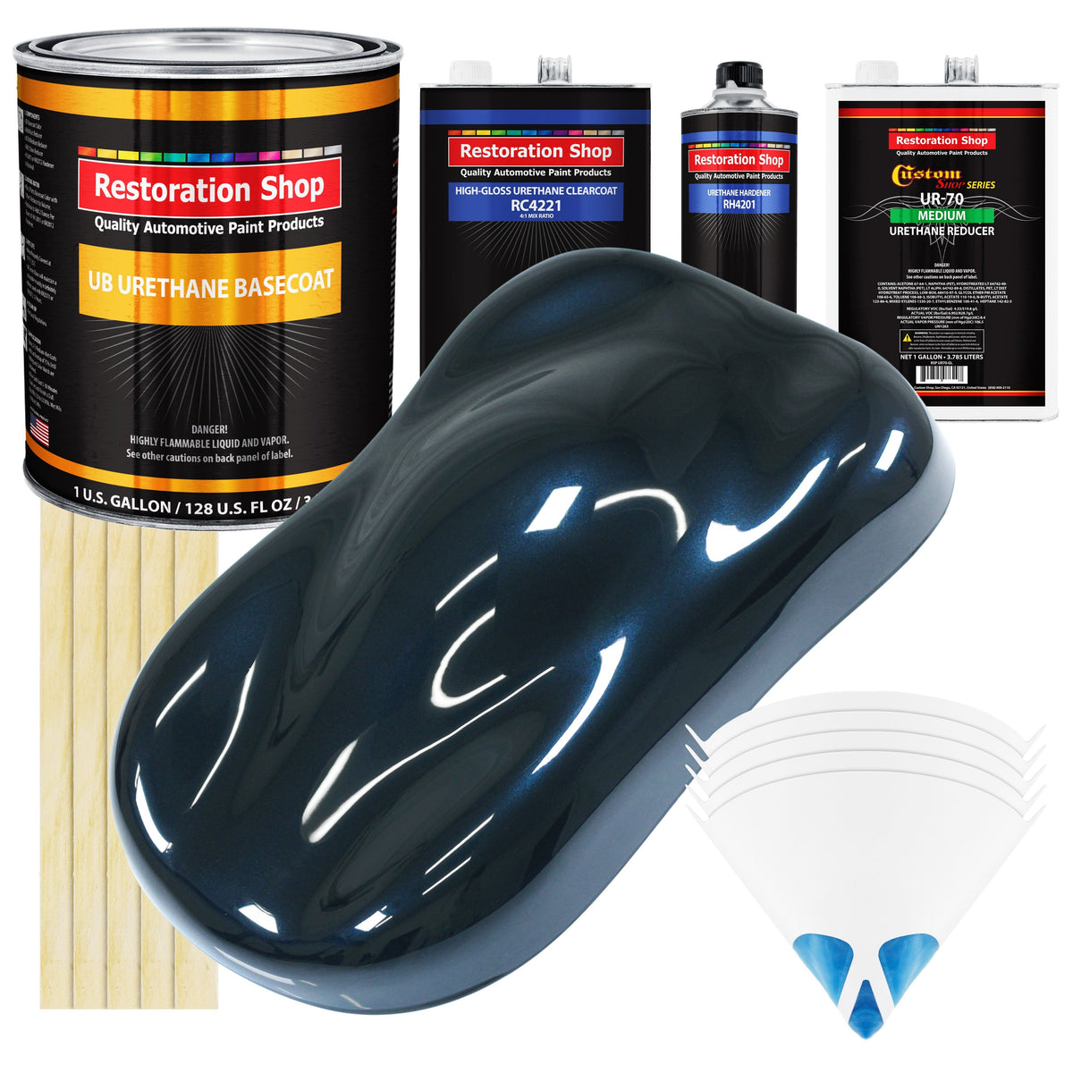 Dark Midnight Blue Pearl - Urethane Basecoat with Clearcoat Auto Paint - Complete Medium Gallon Paint Kit - Professional Automotive Car Truck Coating