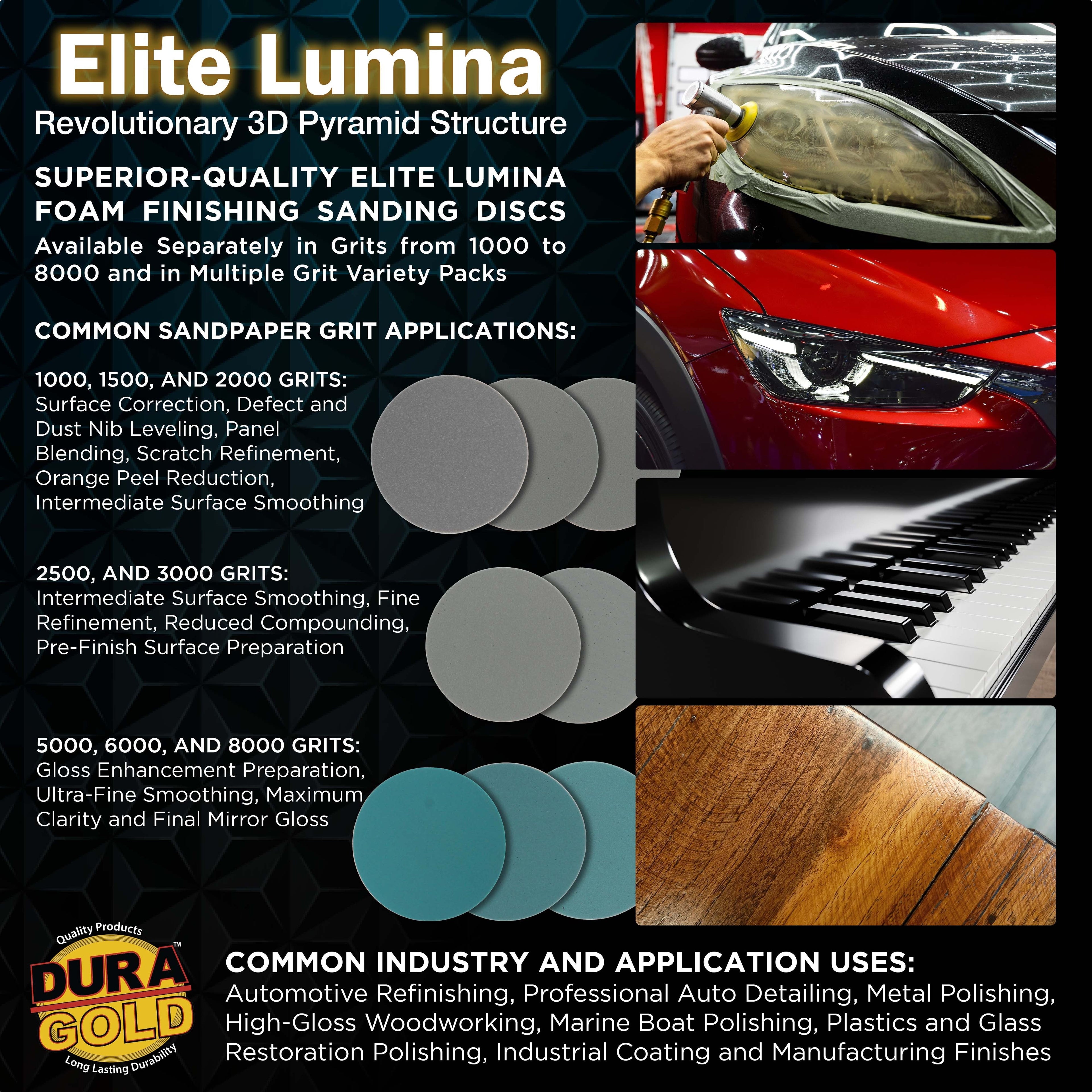 Elite Lumina 2" Foam Sanding Discs,Grits 1500 2000 2500 3000 5000, 15 Disc Variety Pack