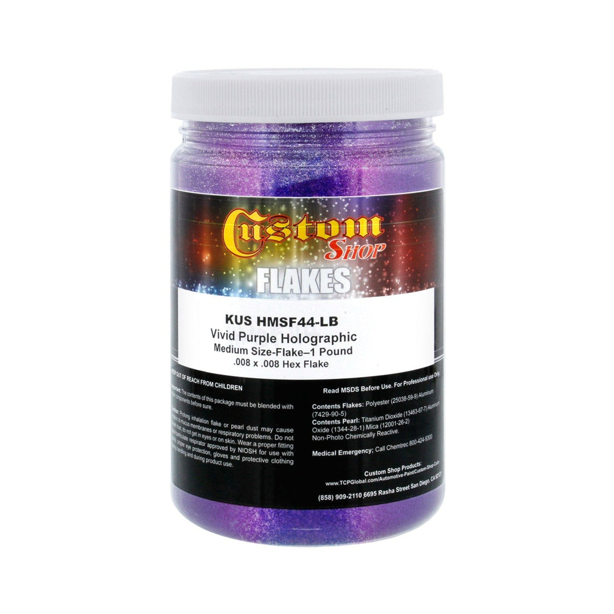 Vivid Purple - Holographic Medium Flake (HMSF) .008 x .008 Hex, 1 lb. Package