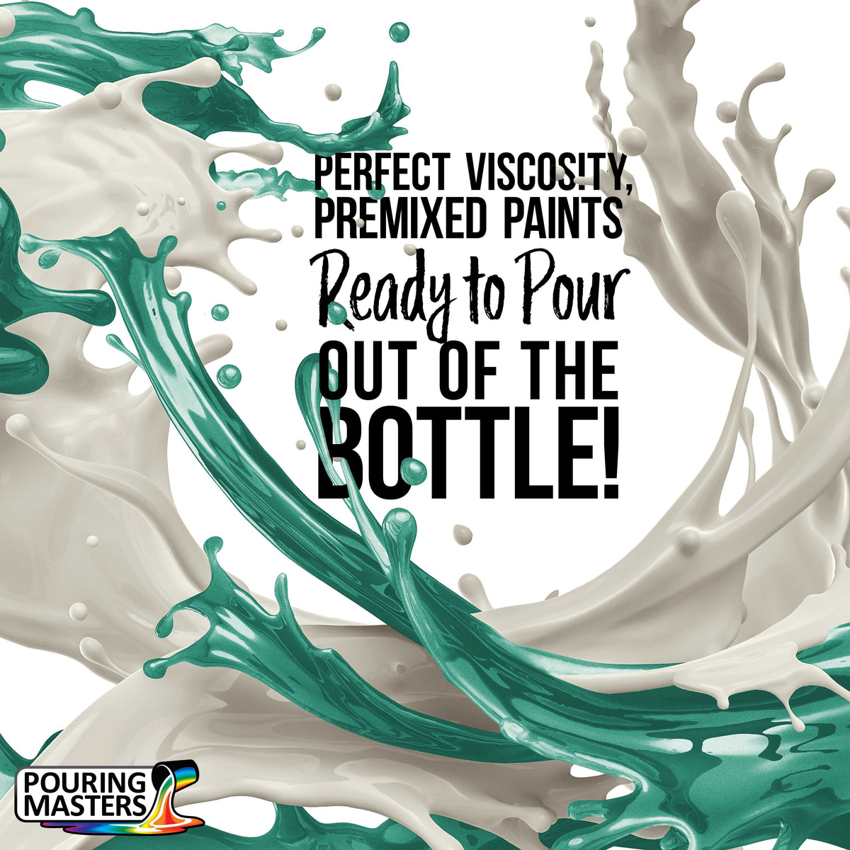 Pouring Masters Peppermint Metallic Pearl Ready to Pour Acrylic Pouring Paint - Premium 8-Ounce Pre-Mixed Fluid Acrylic Paint - Fluid Art Supplies for Canvas, Wood, Paper, Tile & Rocks