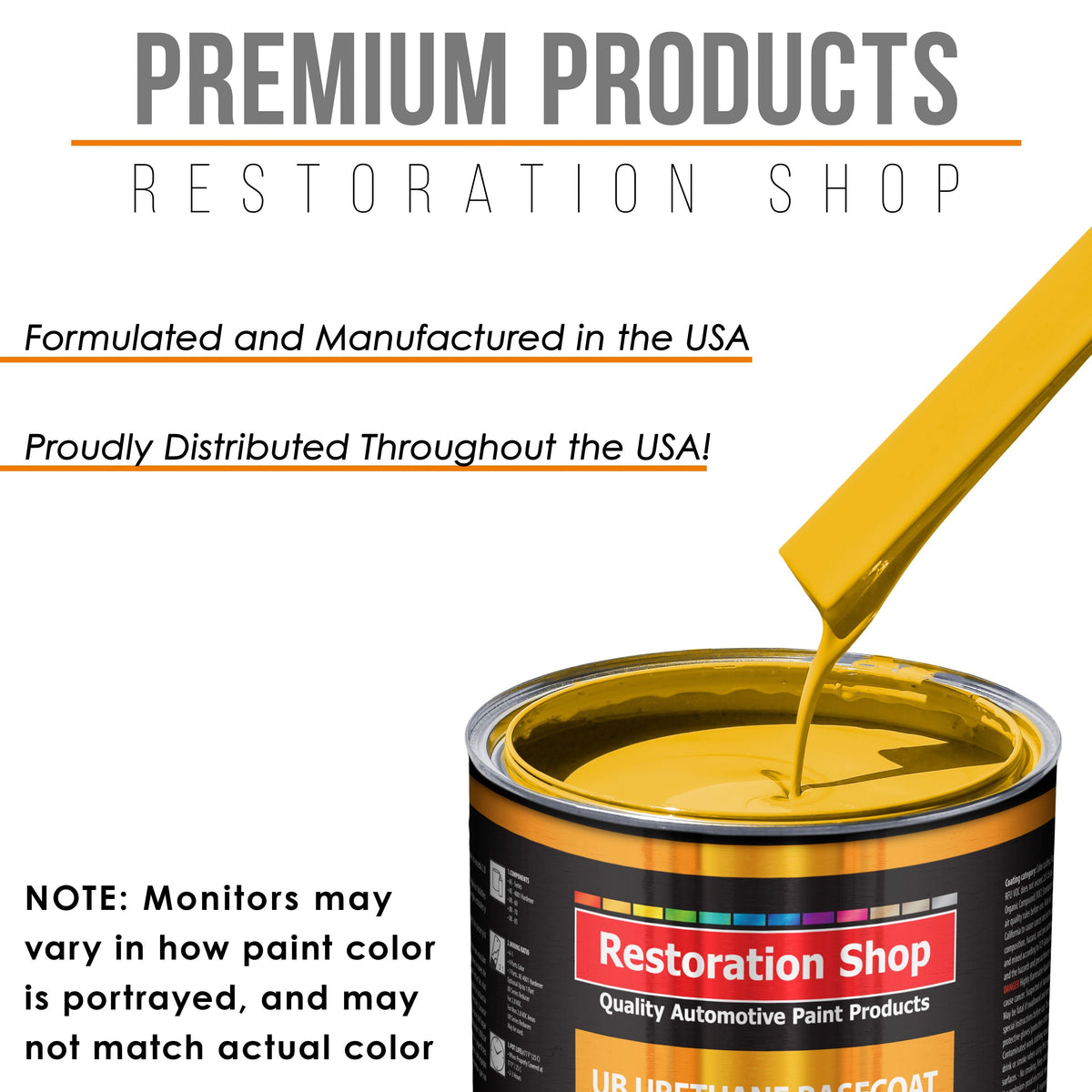 Indy Yellow - Urethane Basecoat with Clearcoat Auto Paint - Complete Medium Quart Paint Kit - Professional High Gloss Automotive, Car, Truck Coating