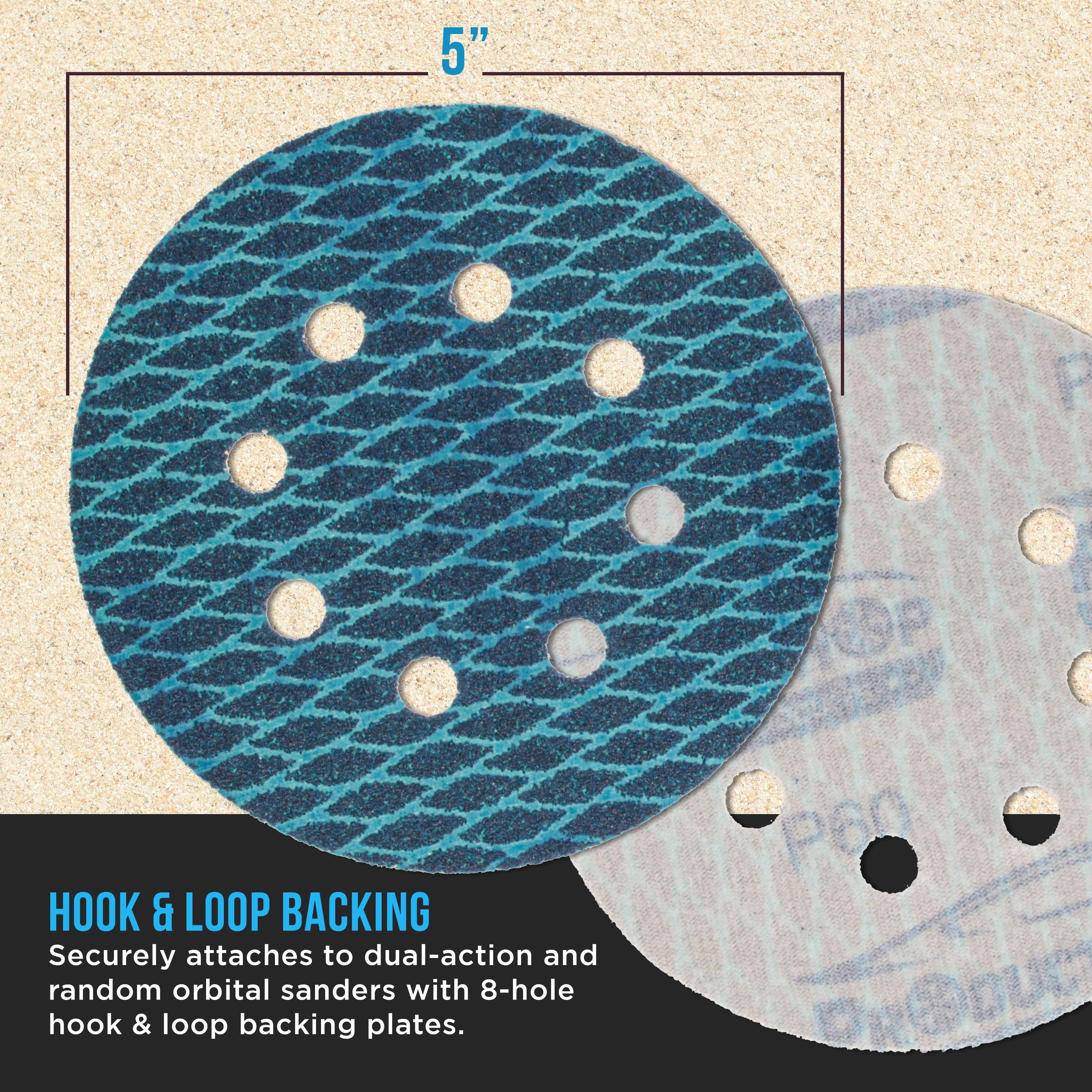 Premium 5" Rhombus Diamond Shape Blue Sanding Discs, 8-Hole, 70 Disc Variety Pack, Grits 60, 80, 120, 150, 180, 220, 320, 400 - Hook & Loop Sandpaper, Random Orbital Sanders