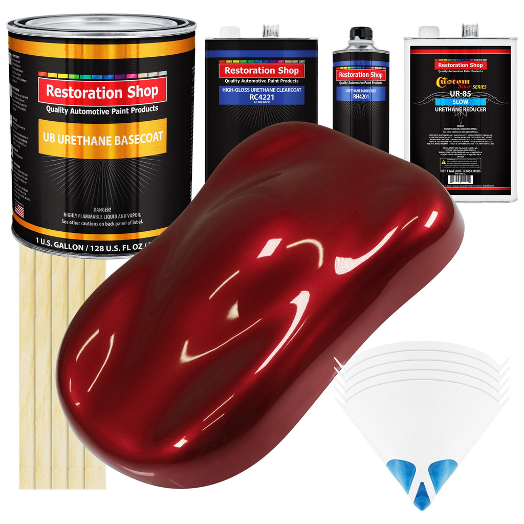 Fire Red Pearl - Urethane Basecoat with Clearcoat Auto Paint - Complete Slow Gallon Paint Kit - Professional High Gloss Automotive, Car, Truck Coating