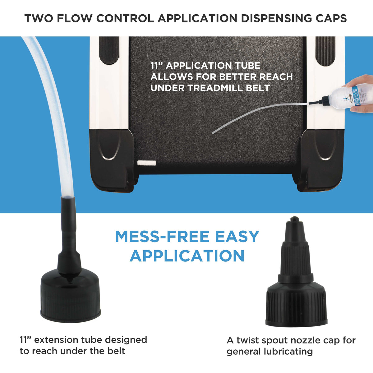 100% Silicone Treadmill Lubricant for Belt Maintenance - 4oz Bottle, Dual Applicators for Easy Lube Application - Extends Life, Smooths Operation