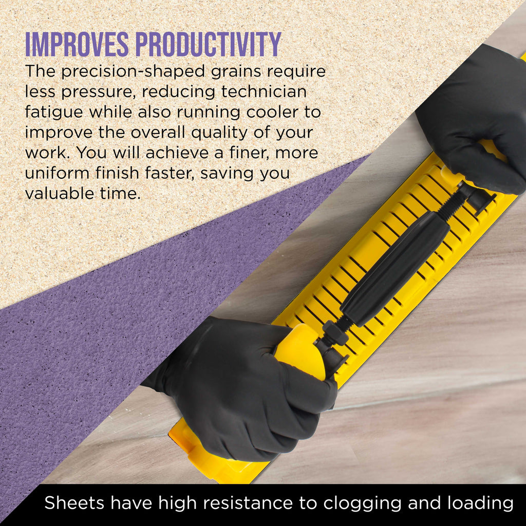 Premium 40 Grit PSA Purple Film Ceramic Longboard Sandpaper, 2-3/4" Wide Continuous 12 Yard Roll - Self Adhesive Stickyback for Auto & Wood Air File Long Board Sanders, Hand Sanding Blocks