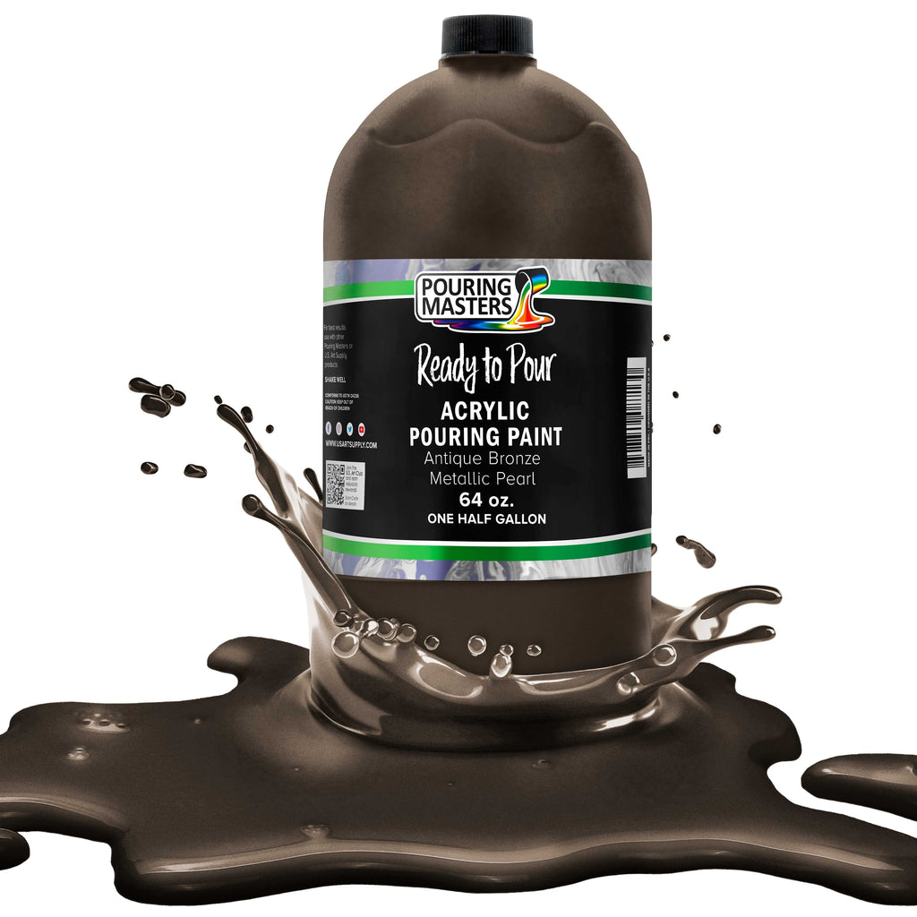 Pouring Masters Antique Bronze Metallic Pearl Ready to Pour Acrylic Pouring Paint - Premium 64-Ounce Pre-Mixed Fluid Acrylic Paint - Fluid Art Supplies for Canvas, Wood, Paper, Tile & Rocks