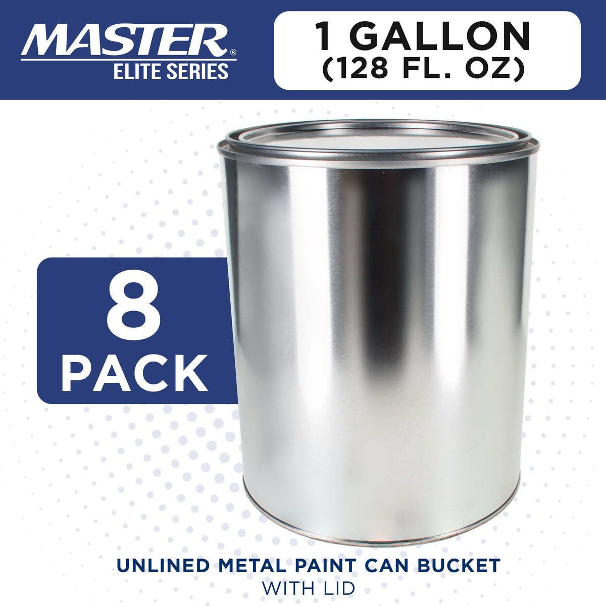 1 Gallon Unlined Empty Metal Paint Can Bucket with Lids, Pack of 8 - Triple Tight Lid Seal, 128 fl. oz. Steel Coating Storage Container Tin