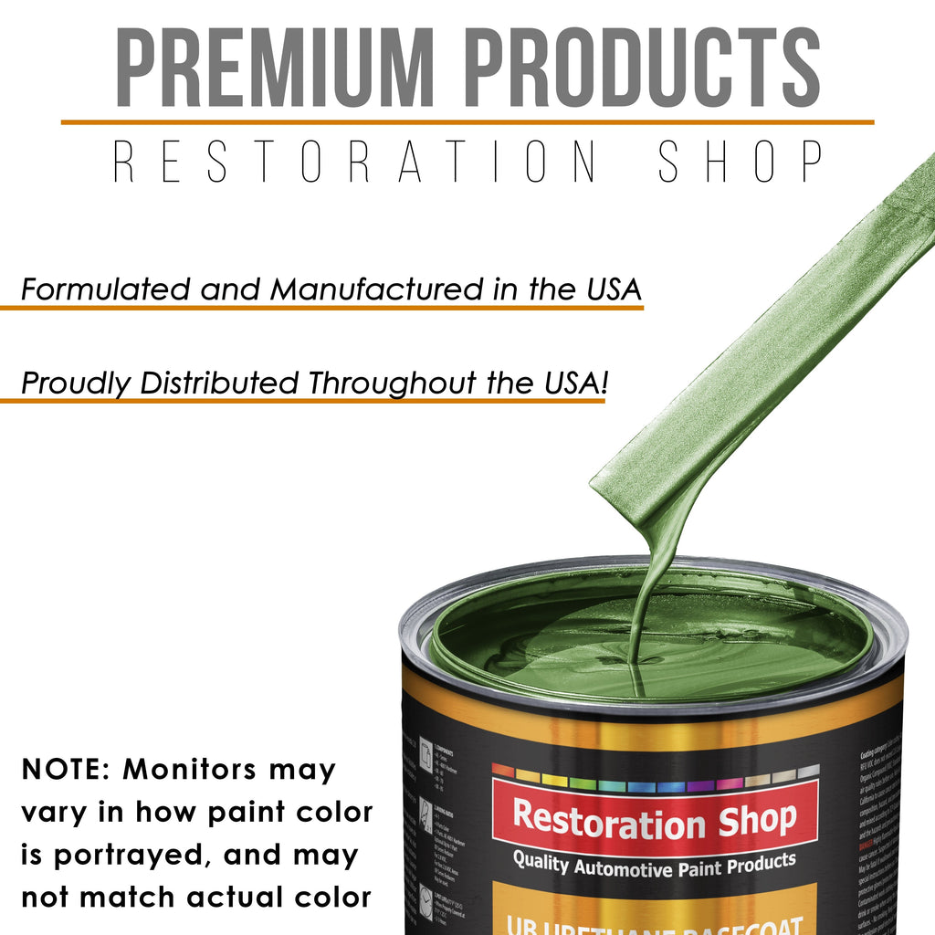 Medium Green Metallic - Urethane Basecoat with Clearcoat Auto Paint, 1 Quart Kit - Complete Medium Quart Paint Kit - Professional Automotive Coating