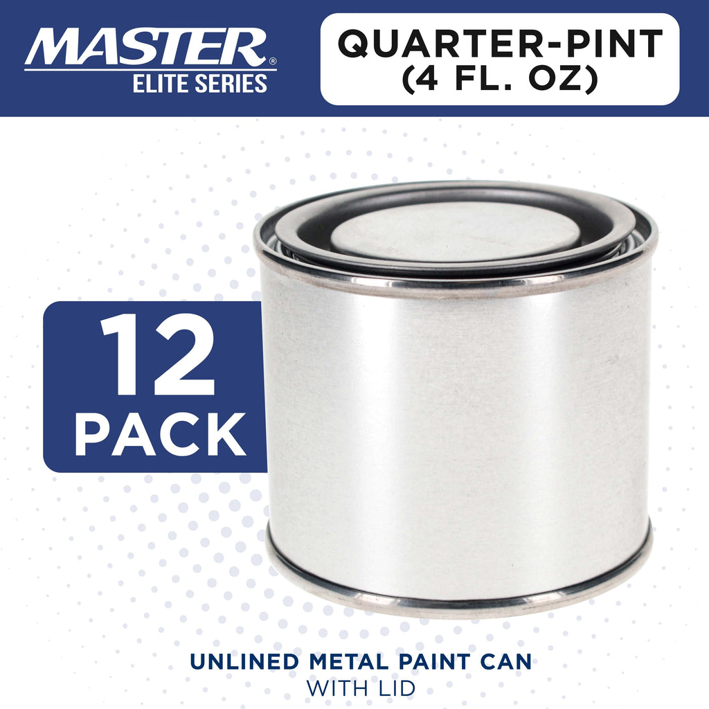 1/4 Pint Unlined Empty Metal Paint Can Bucket with Lids, Pack of 12 - Triple Tight Lid Seal, 4 fl. oz. Steel Coating Storage Container Tin