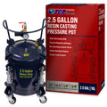 2.5 Gallon (10 Liter) Heavy Duty Steel Pressure Pot for Resin Casting with Clamp on Lid, Caster Wheels, Regulator & Gauge, Large Volume Epoxy Resin