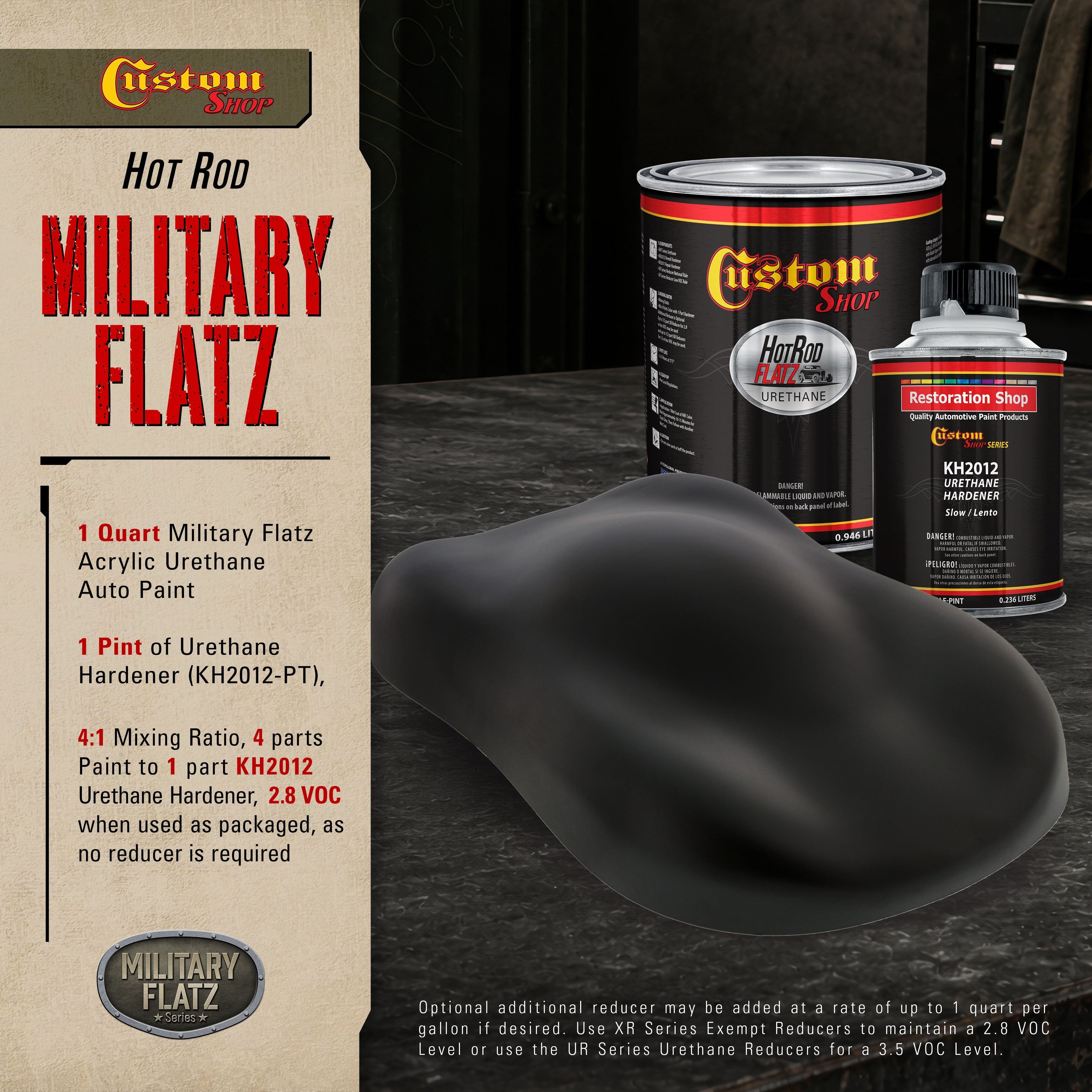 Military Flatz 595-37030 Black - 2K Urethane Flat Automotive Paint - Quart Kit