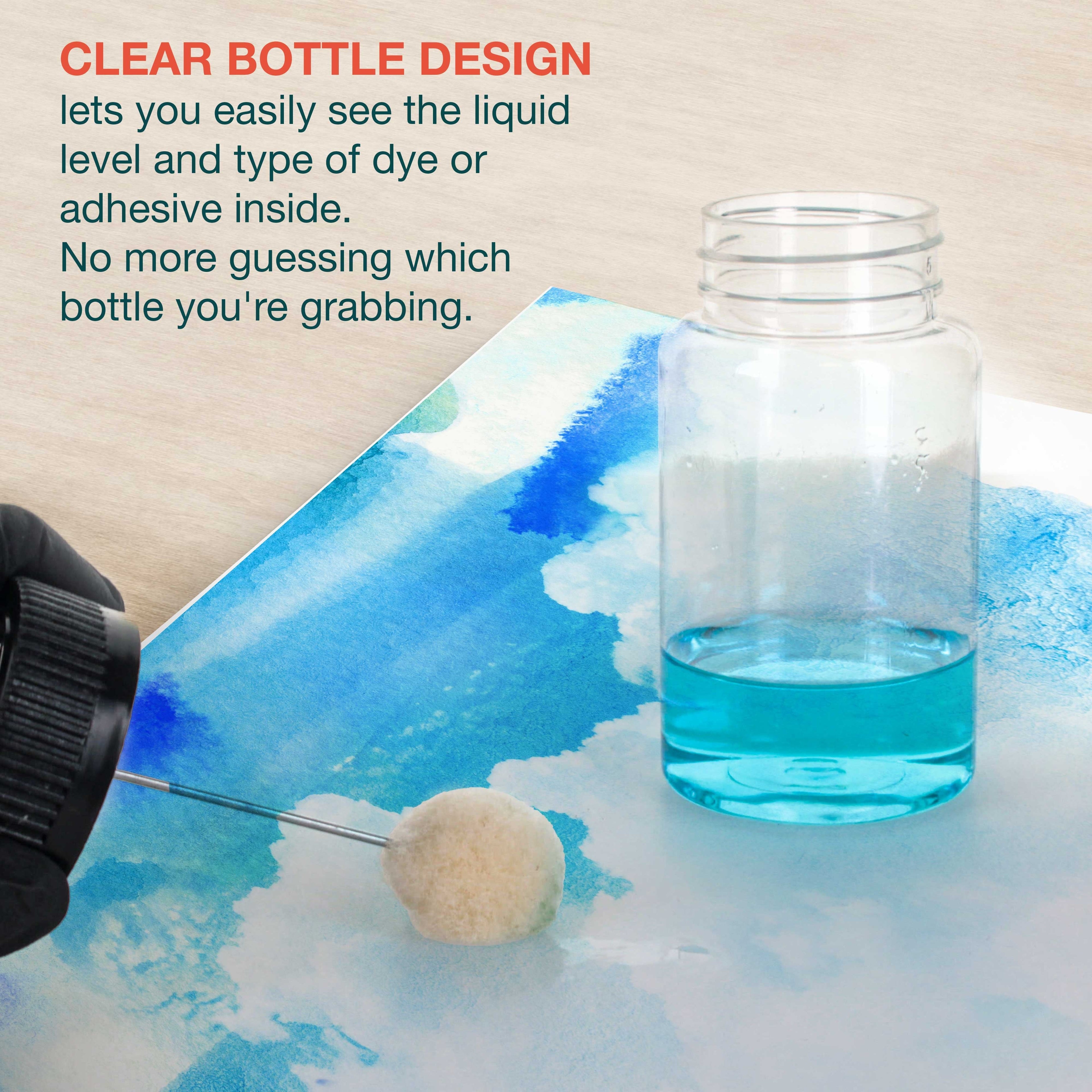 12-Pack Wool Daubers with Clear Plastic Bottles, 4 oz. (120 ml) - Safety Lids, Applicator Ball Brushes for Leather Dye, Dyeing, Painting, Gluing, DIY
