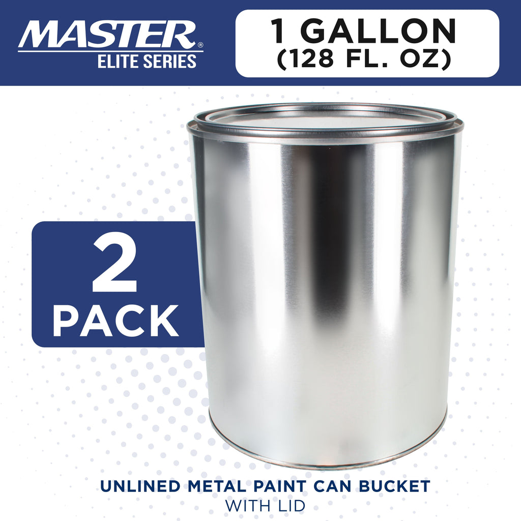 1 Gallon Unlined Empty Metal Paint Can Bucket with Lids, Pack of 2 - Triple Tight Lid Seal, 128 fl. oz. Steel Coating Storage Container Tin