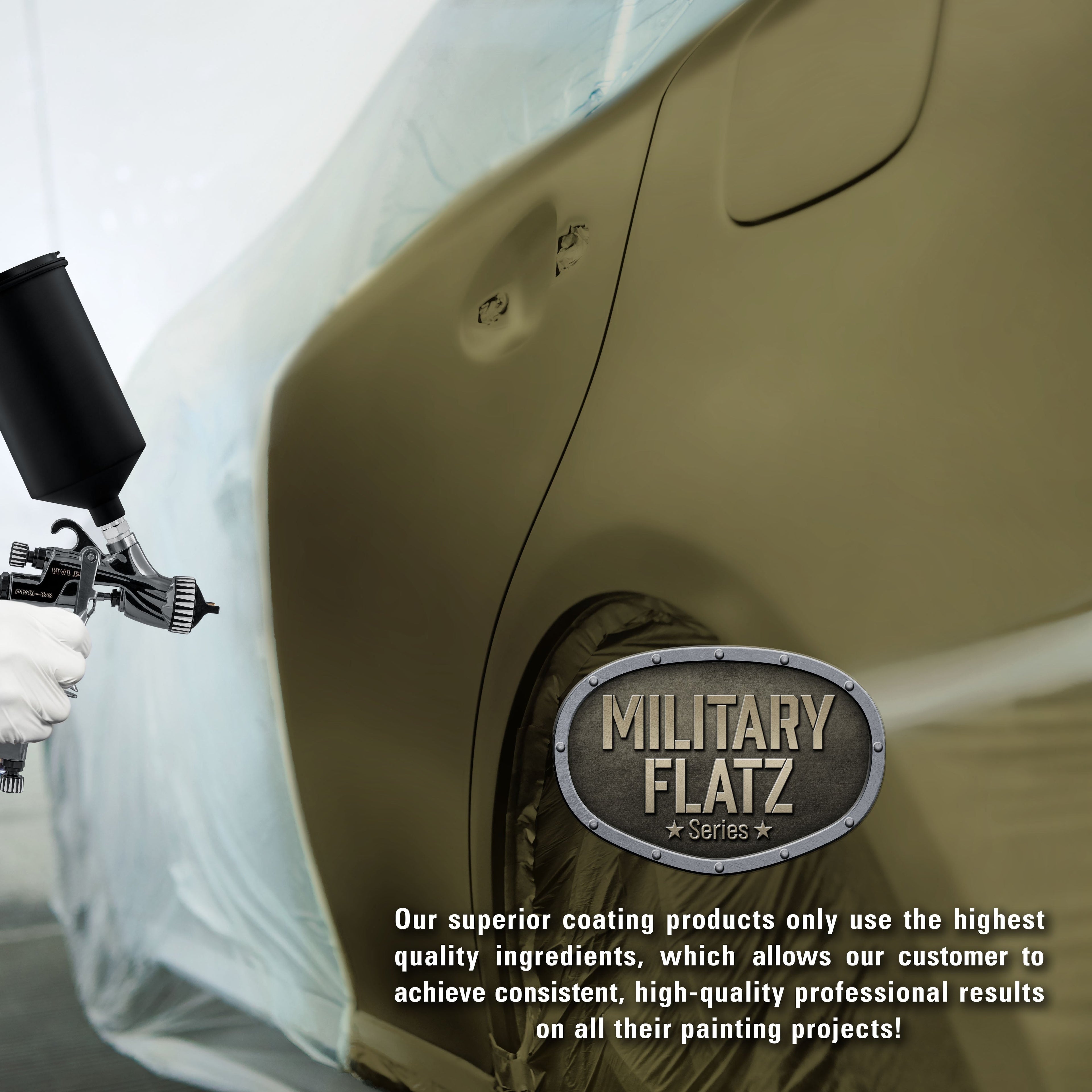Military Flatz 595-34089 Olive Green - 2K Urethane Flat Automotive Paint - Quart