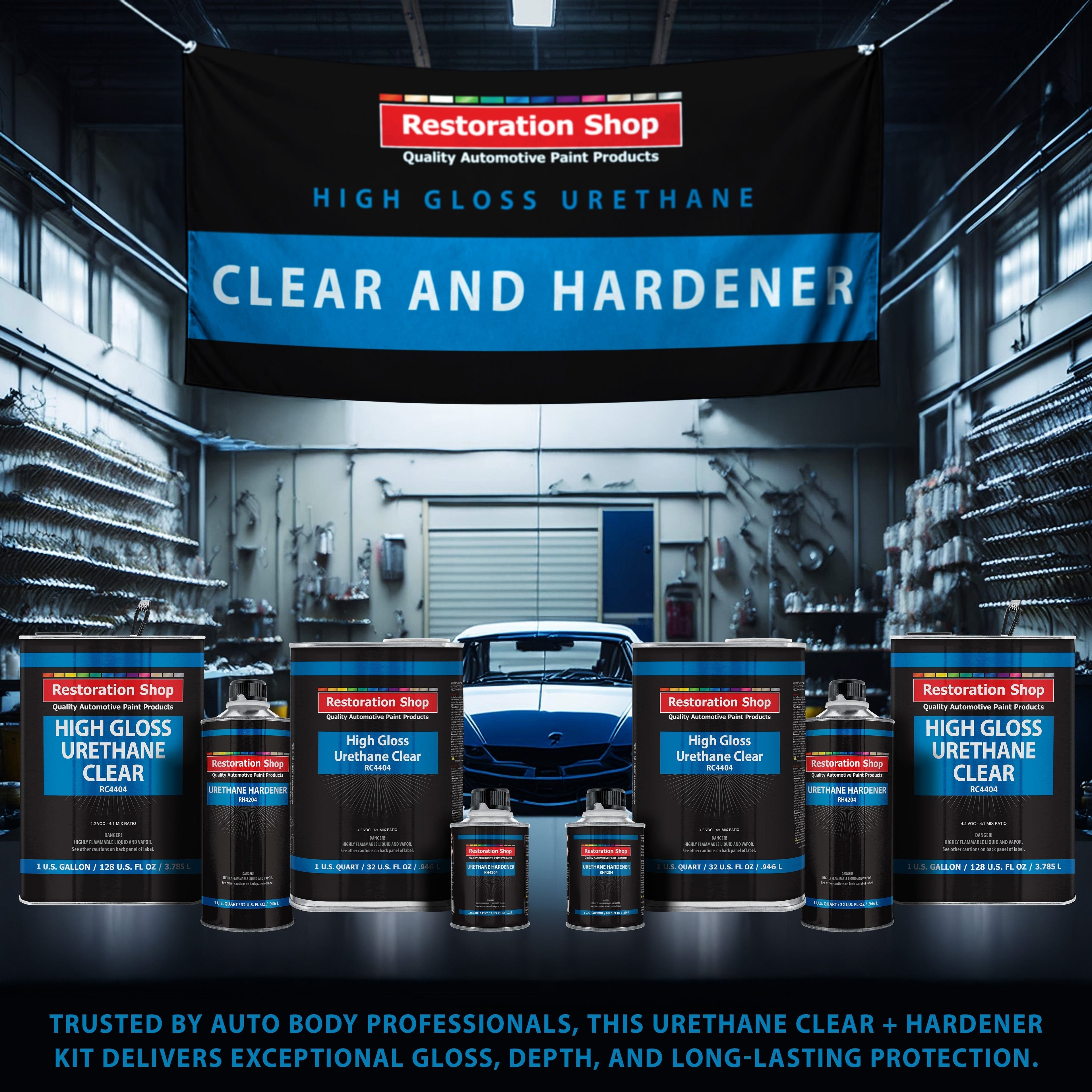 1.25 Quarts 2K Clear Coat Automotive Paint Kit - 1 Quart Urethane Clear, 1/2 Pint Hardener, 4:1 Mix Ratio - Professional High Gloss Auto Car Refinish