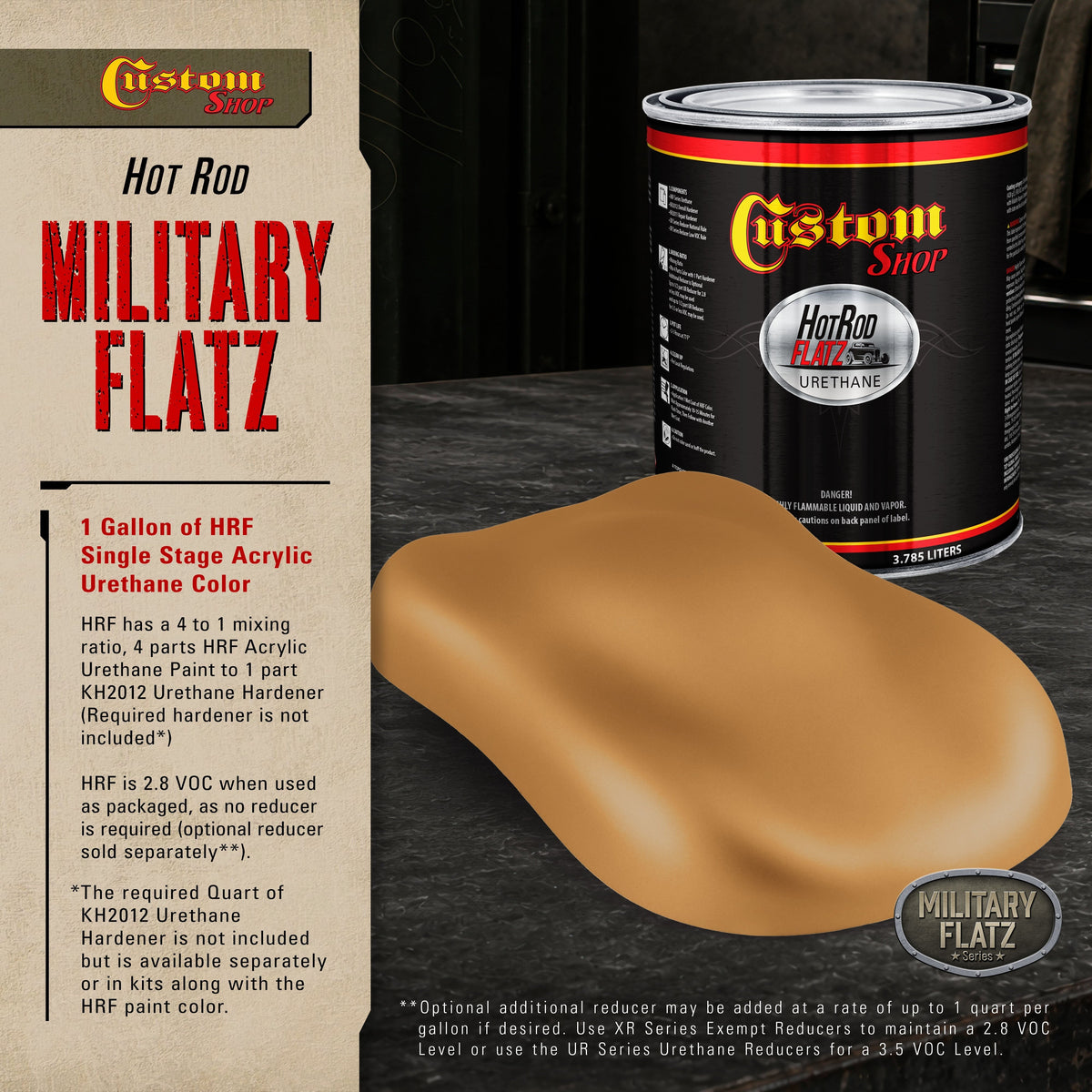 Military Flatz 595-30257 Earth Yellow - 2K Urethane Flat Automotive Paint - Gallon