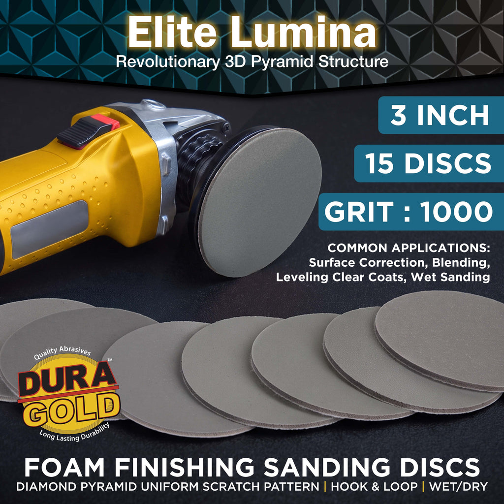 Elite Lumina 3” 1000 Grit Foam Finishing Sanding Discs, Box of 15