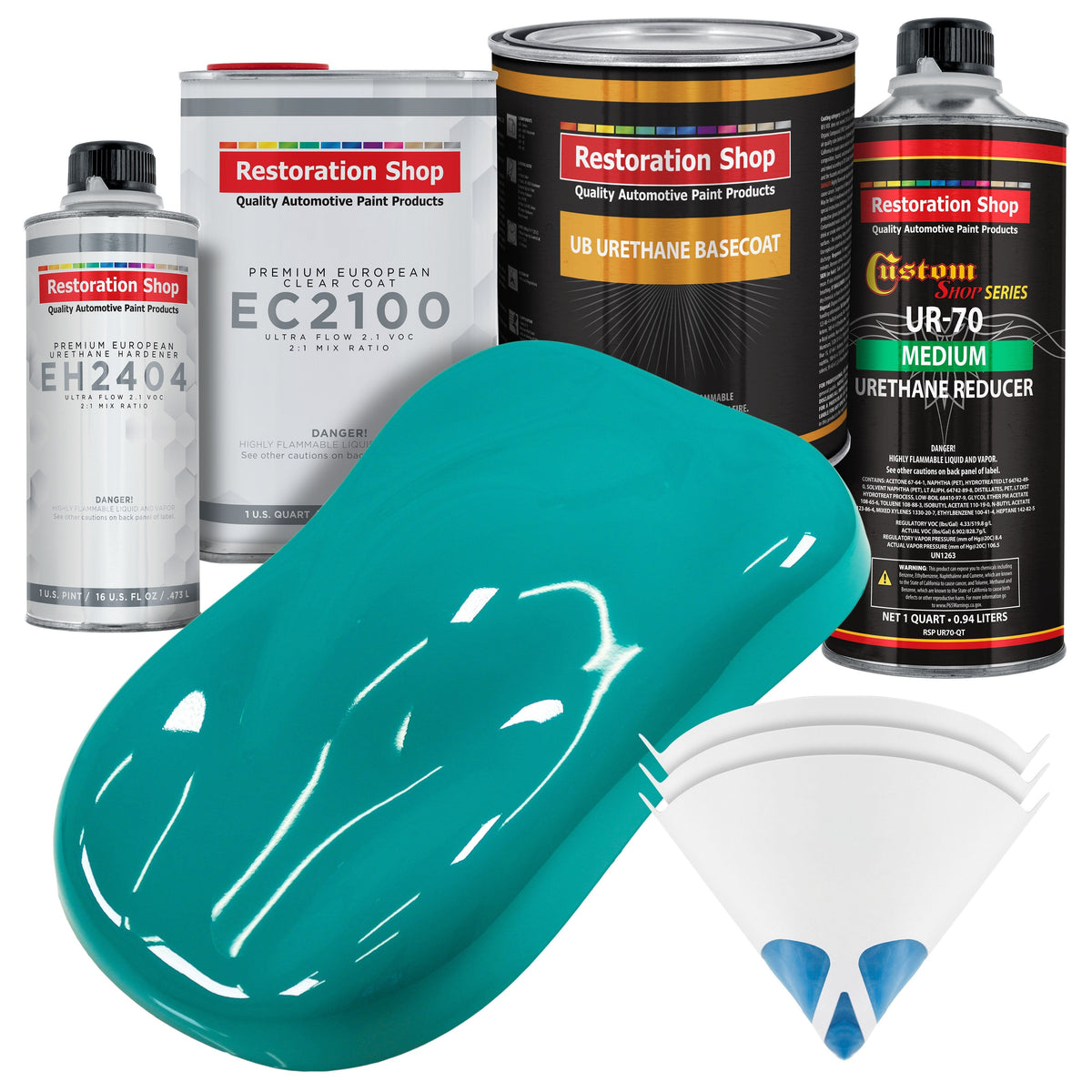 Deep Aqua Urethane Basecoat with European Clearcoat Auto Paint - Complete Quart Paint Color Kit - Automotive Refinish Coating